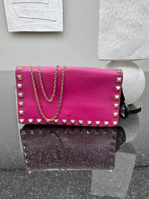 Valentino Fuchsia Leather Rockstud Small Crossbody Bag