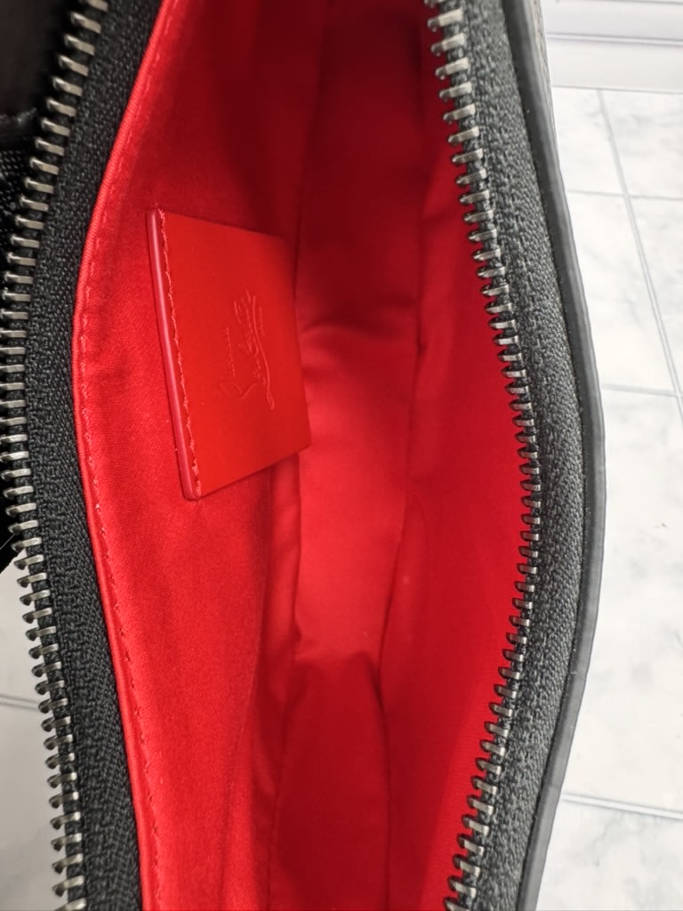 Christian Louboutin Black Grained Leather Loubila Chain Mini Shoulder Bag