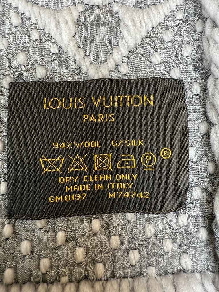 Louis Vuitton Pearl Grey Logomania Scarf Wool Scarf