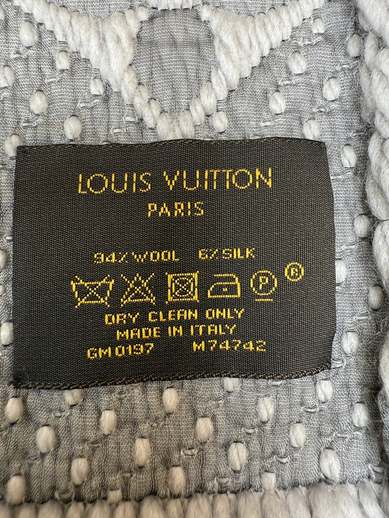 Louis Vuitton Pearl Grey Logomania Scarf Wool Scarf