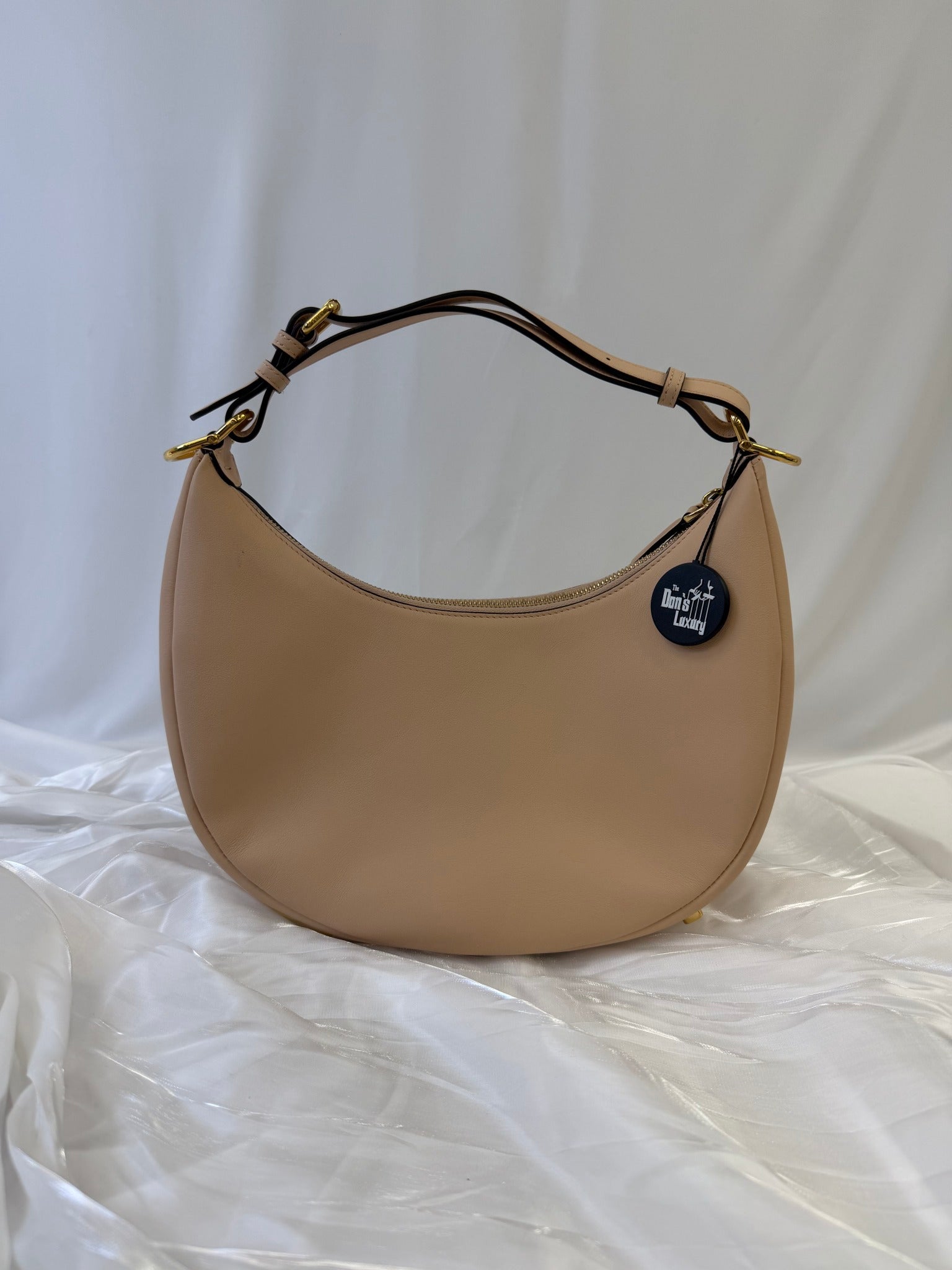 Fendi Nude Leather Fendigraphy Shoulder Bag