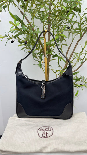 Hermes Black Canvas Trim II 31 Shoulder Bag