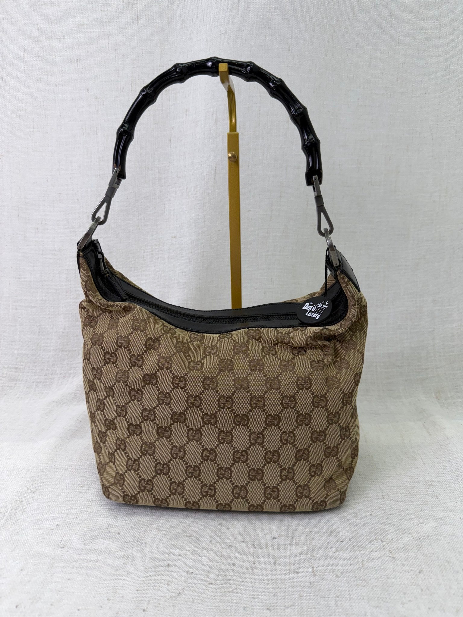 Gucci Brown GG Canvas Bamboo Shoulder Bag