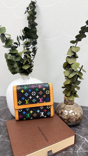 Louis Vuitton Black Multicolor Monogram Compact Wallet