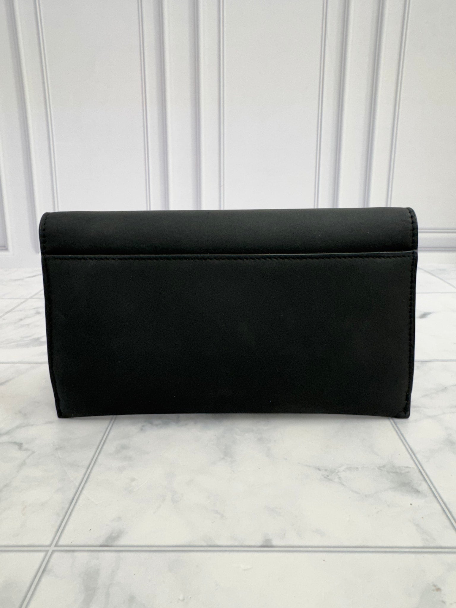Christian Dior Black Ultra Matte Calfskin Long Saddle Wallet On A Chain