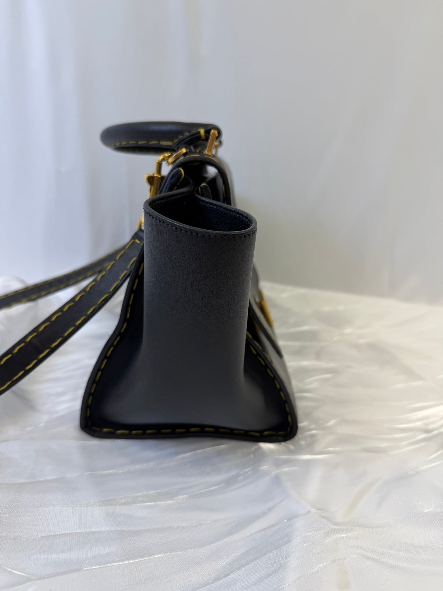 Celine Black Leather Trapeze Two Way Bag