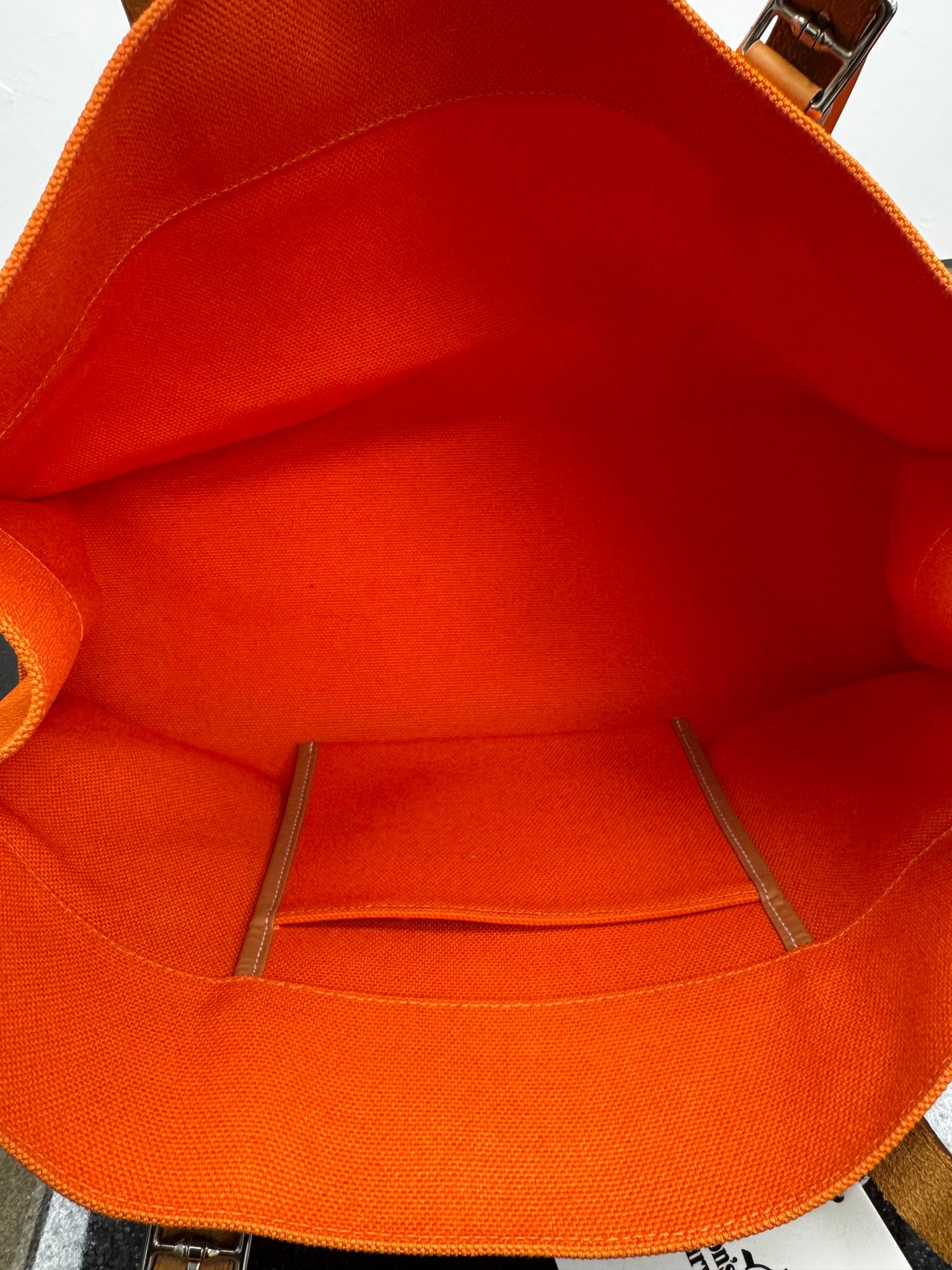 Hermes Orange Canvas Etriviere Elan Tote Bag