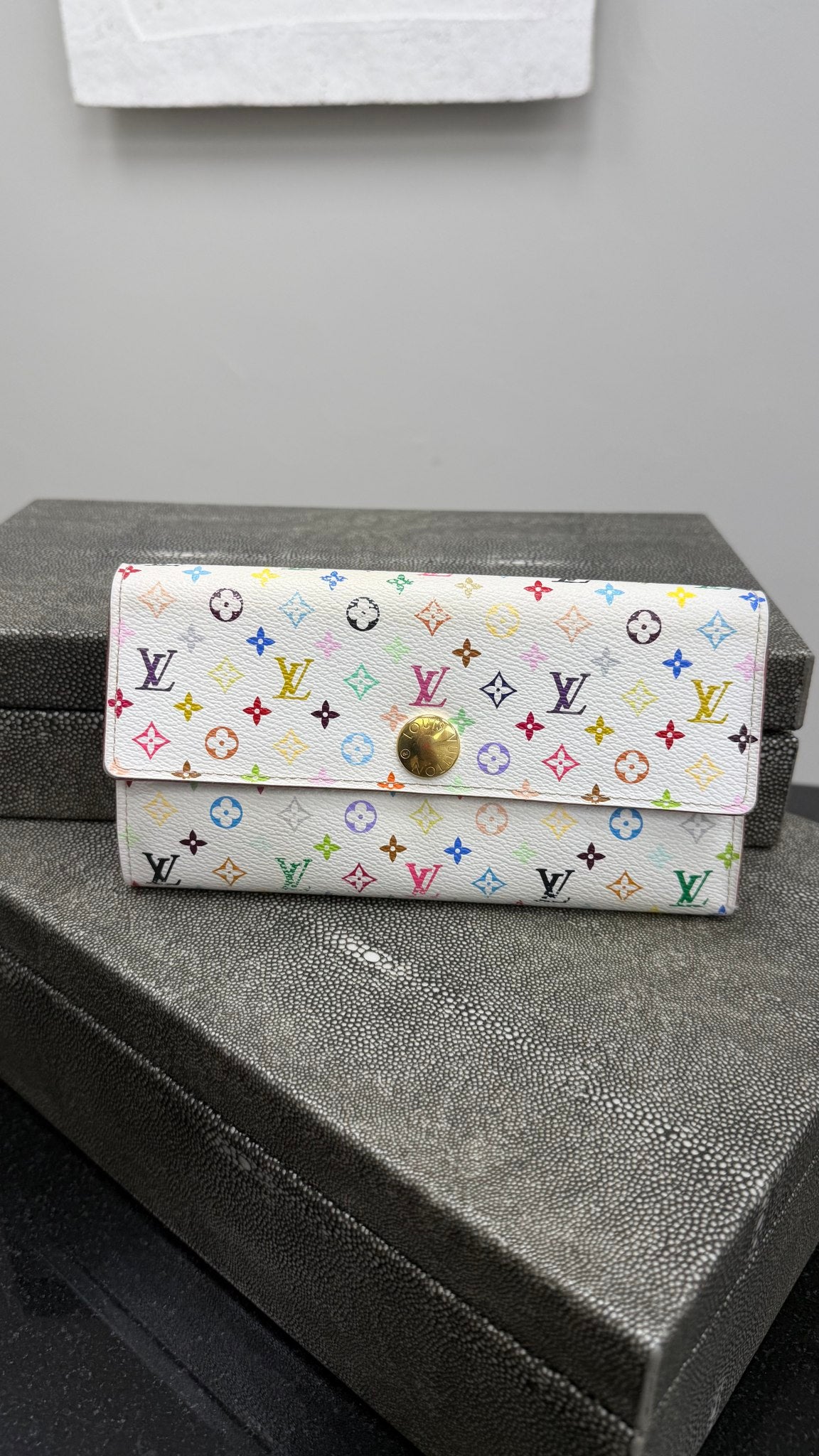 Louis Vuitton White Multicolor Monogram & Fuchsia Sarah Wallet