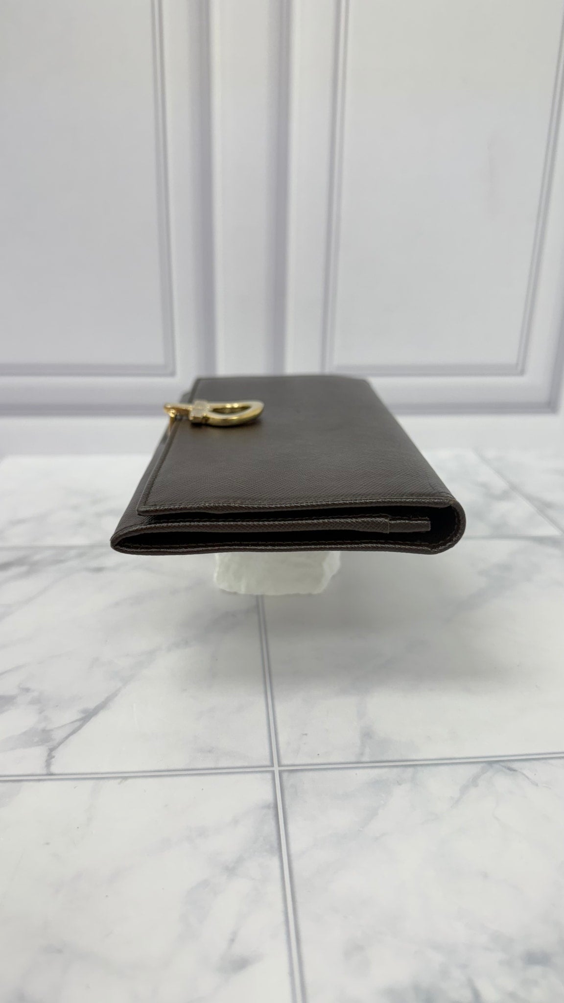 Salvatore Ferragamo Brown Saffiano Leather Long Wallet 