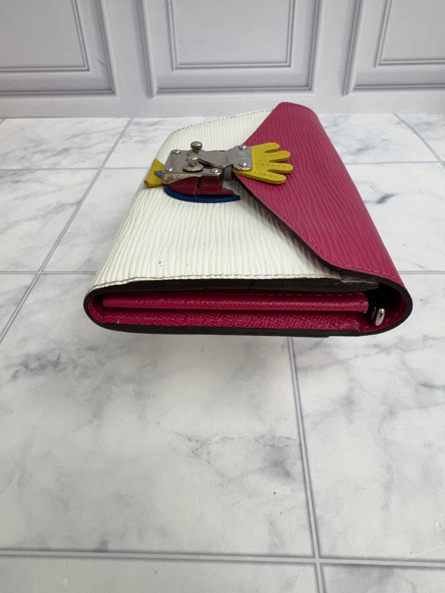 Louis Vuitton Pink And White Epi Tribal Mask Sarah Wallet