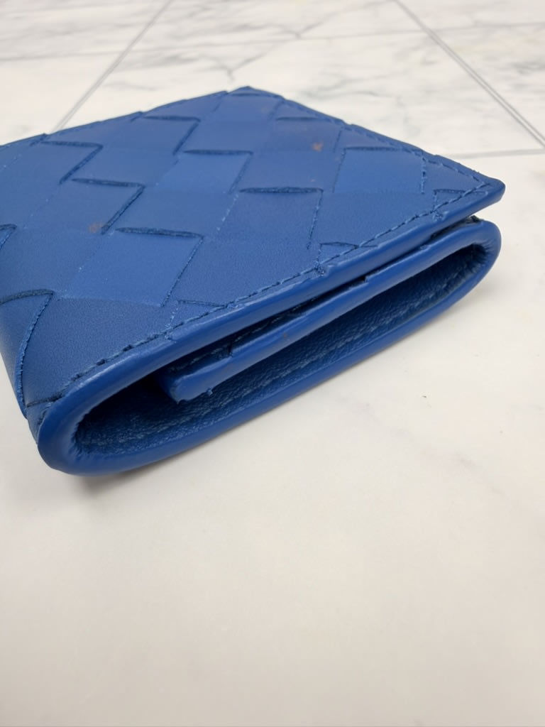 Bottega Veneta Blue Intrecciato Coin Wallet 
