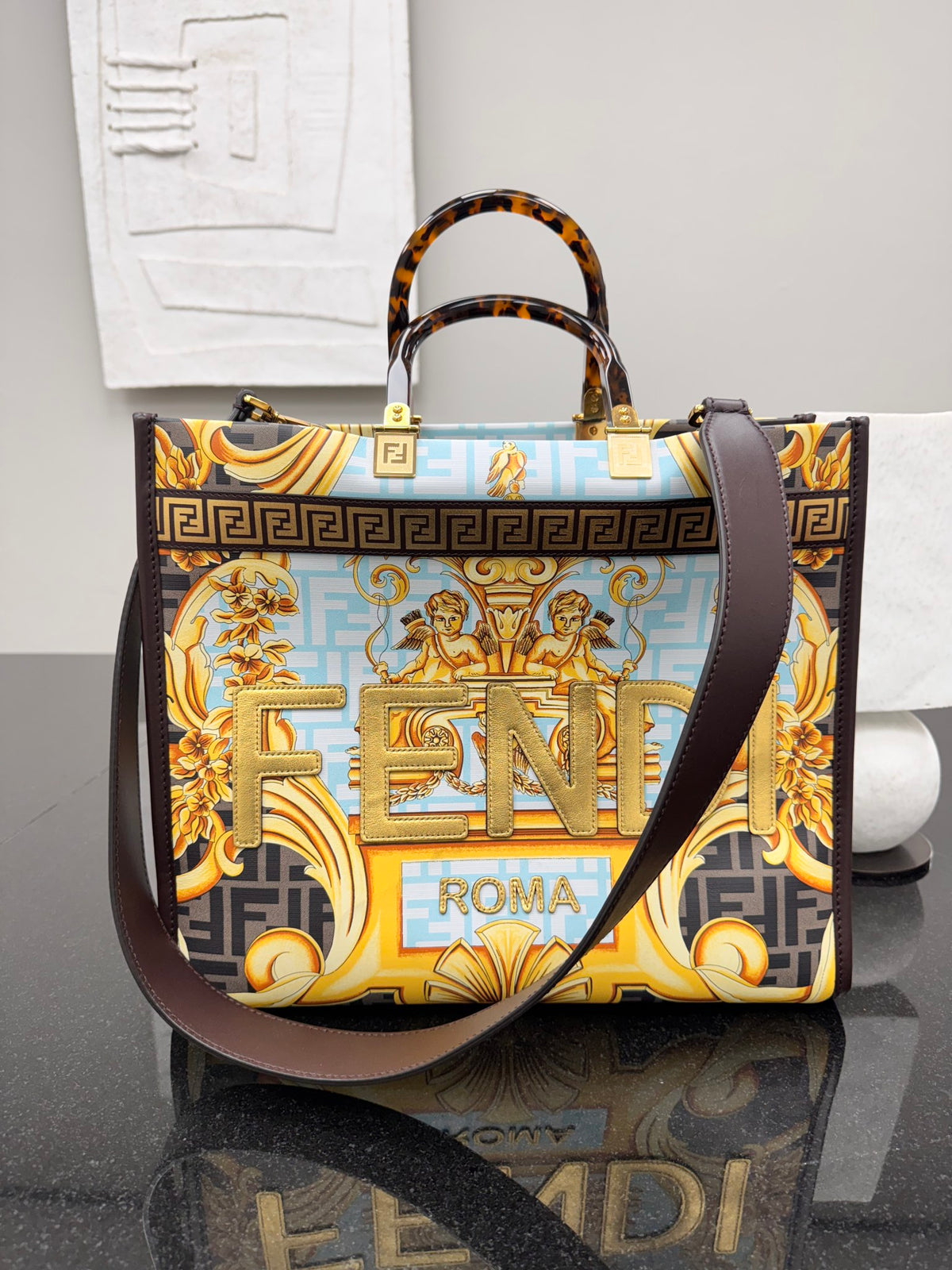 Fendi X Versace Multicolor Coated Canvas Fendace Sunshine Tote Bag