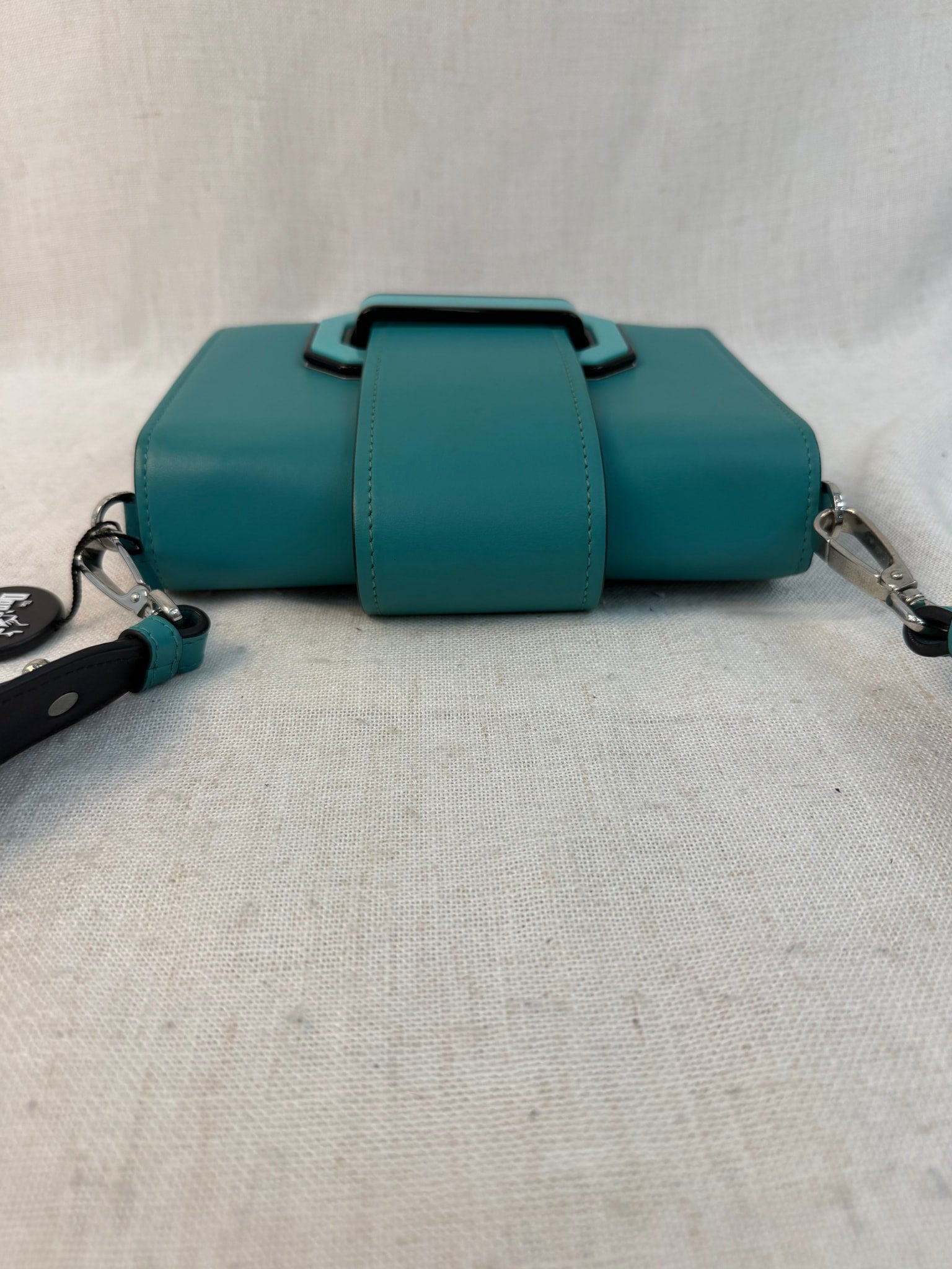 Prada Teal Leather Plex Ribbon Shoulder Bag