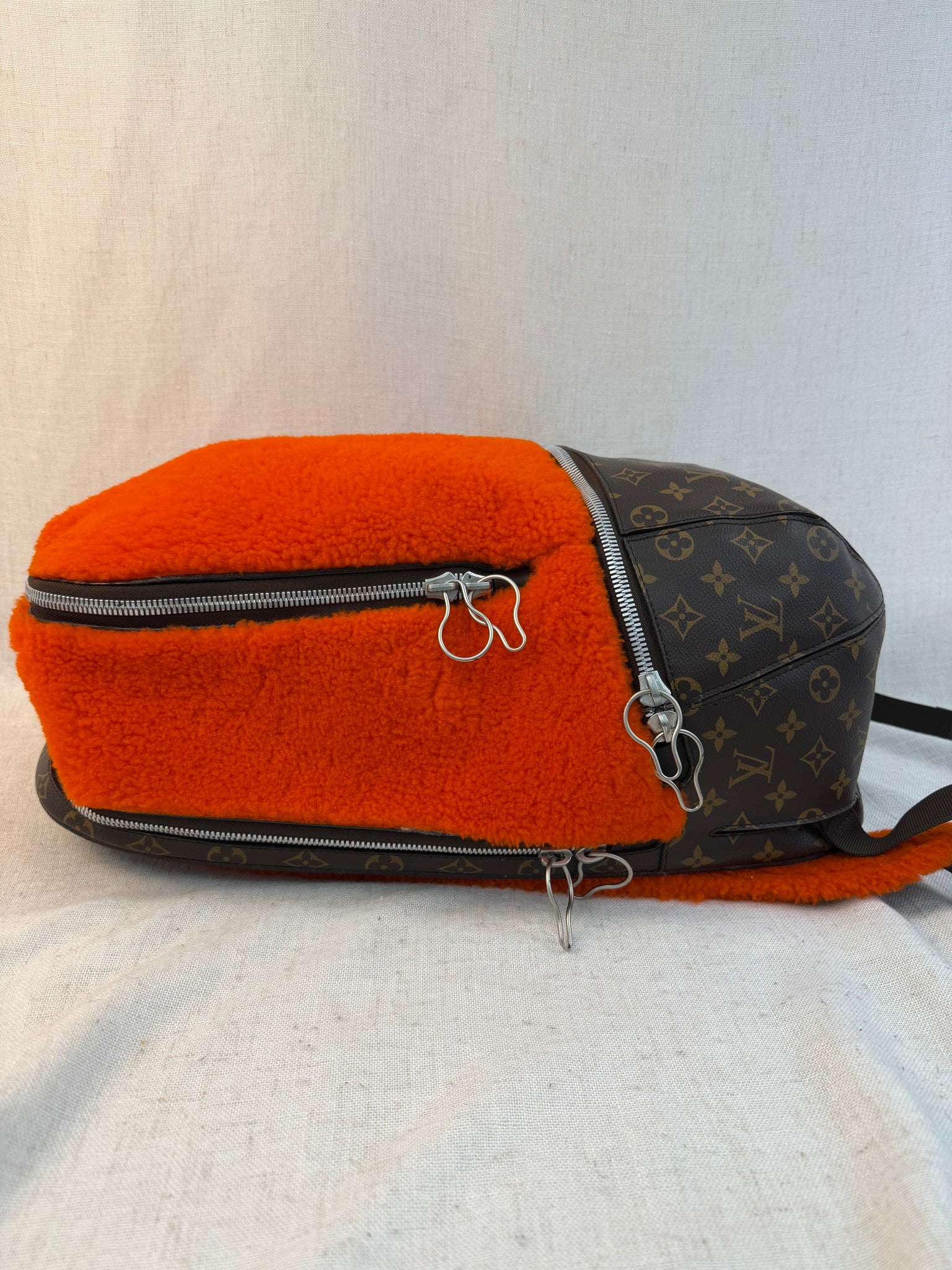 Louis Vuitton x Marc Newson Monogram And Bright Orange Shearling Backpack