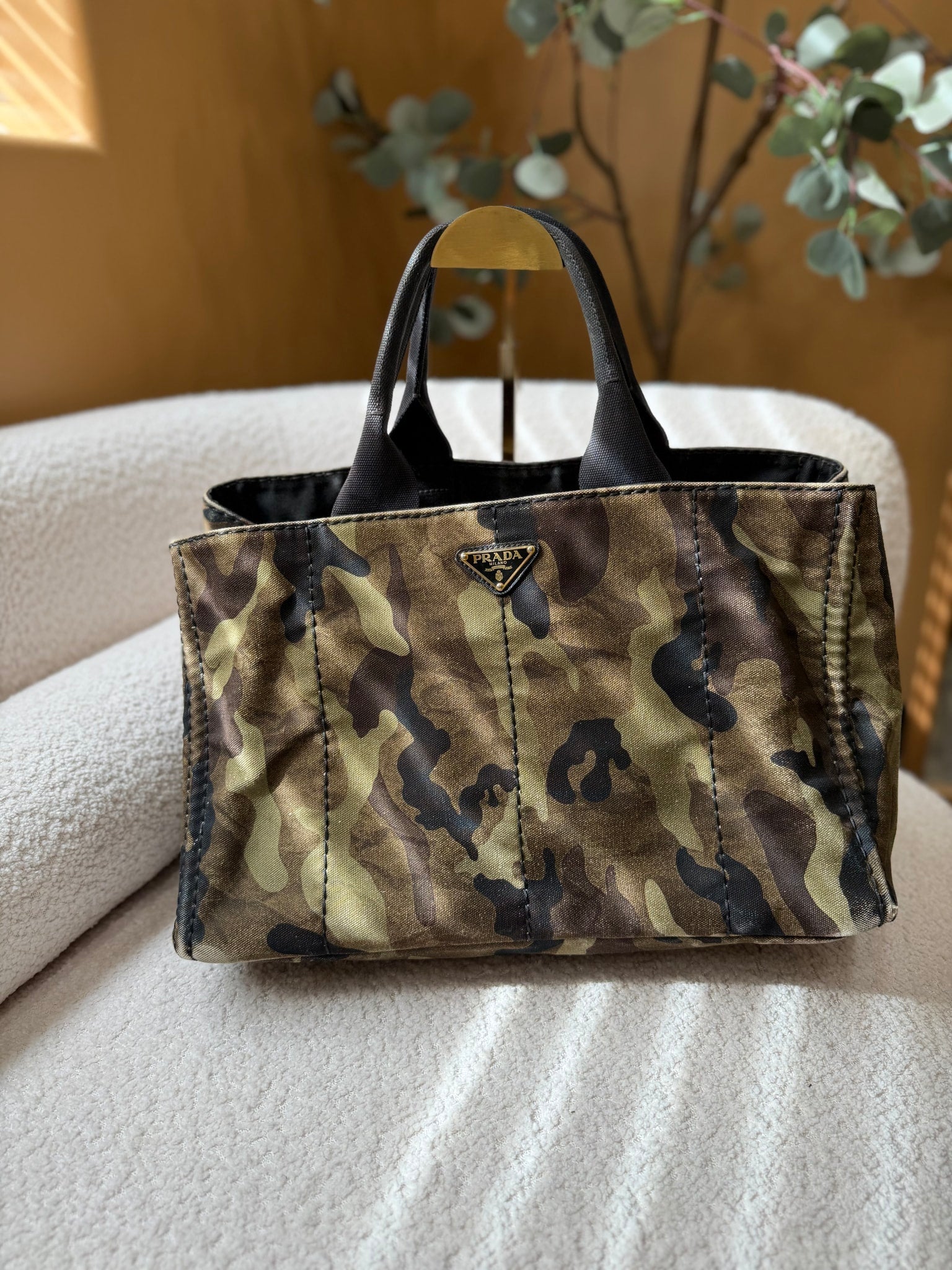Prada Camo Canvas Canapa Handbag