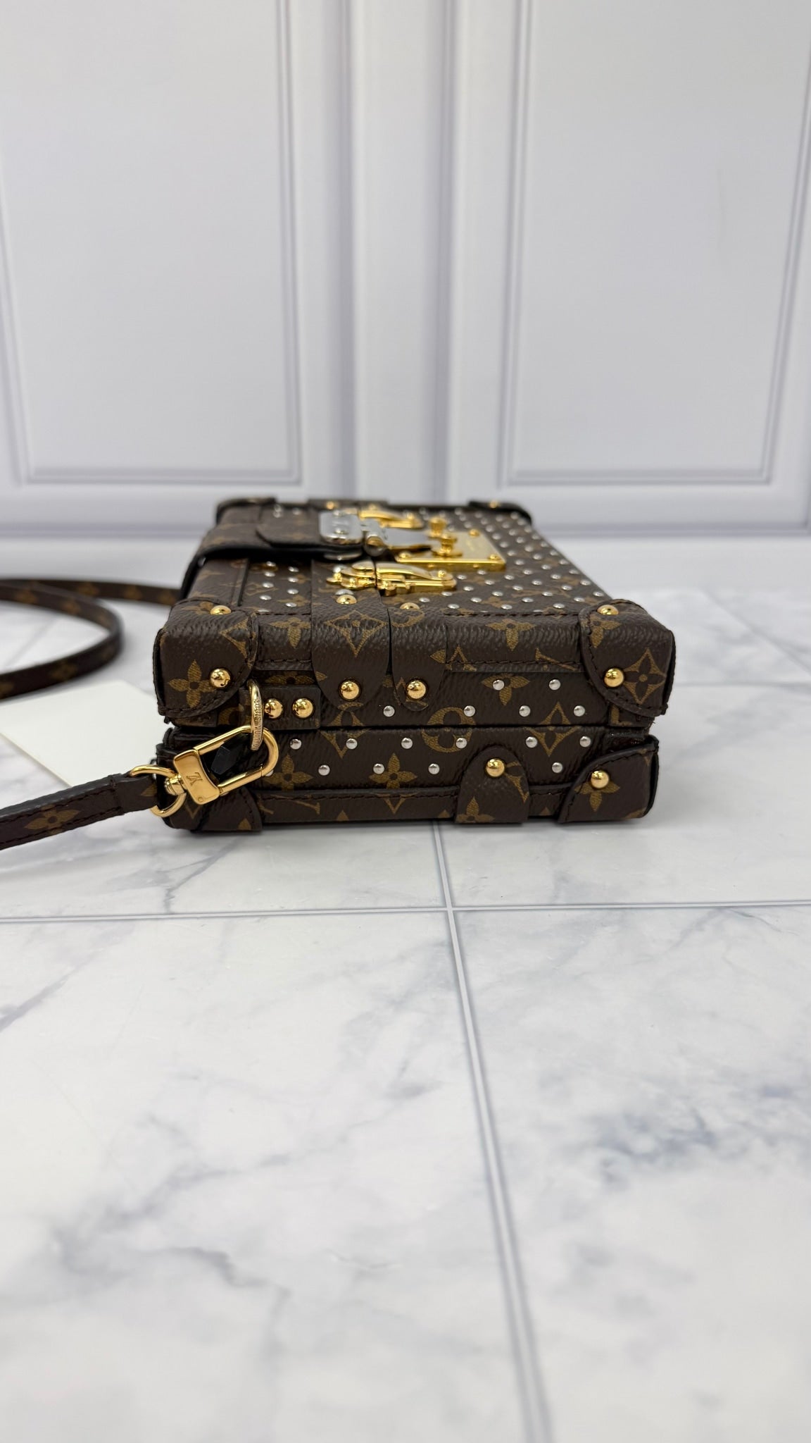 BRAND NEW - Louis Vuitton Monogram Studded Petite Malle Crossbody Bag 