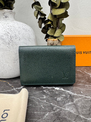 Louis Vuitton Green Taiga Leather Card Holder