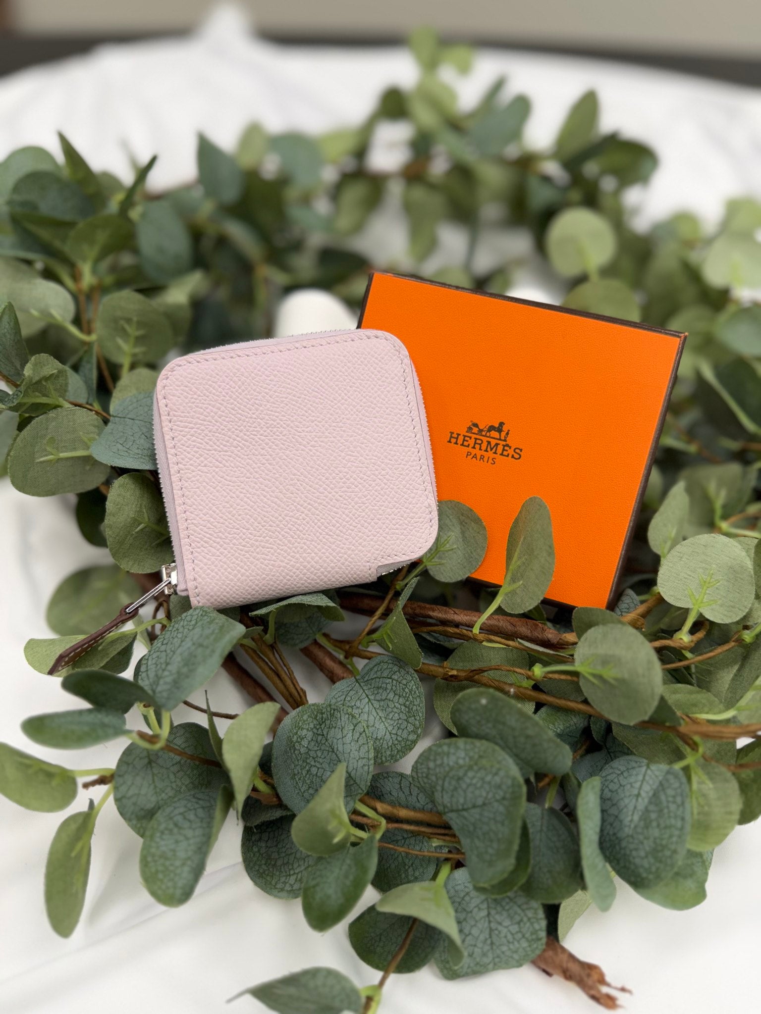 Hermes Pale Epsom Leather Silk’in Coin Purse