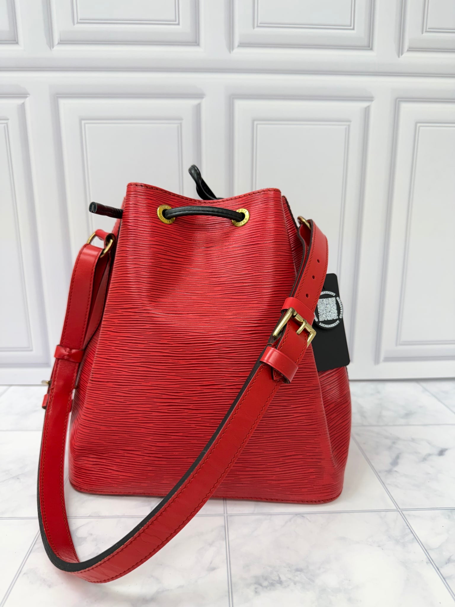 Louis Vuitton Red Epi Leather Petite Noe Shoulder Bag 