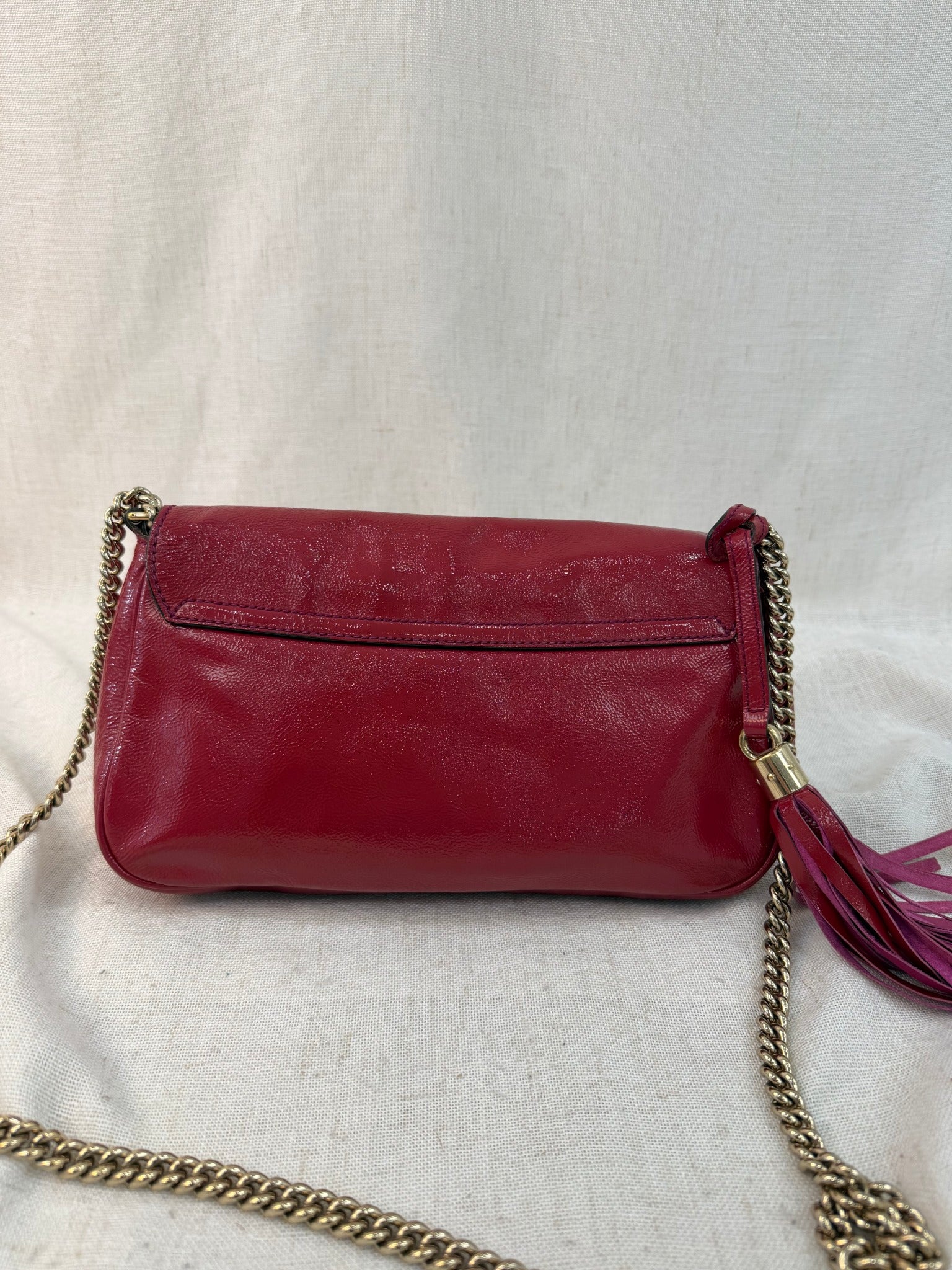 Gucci Red Patent Leather Soho Disco Chain Bag