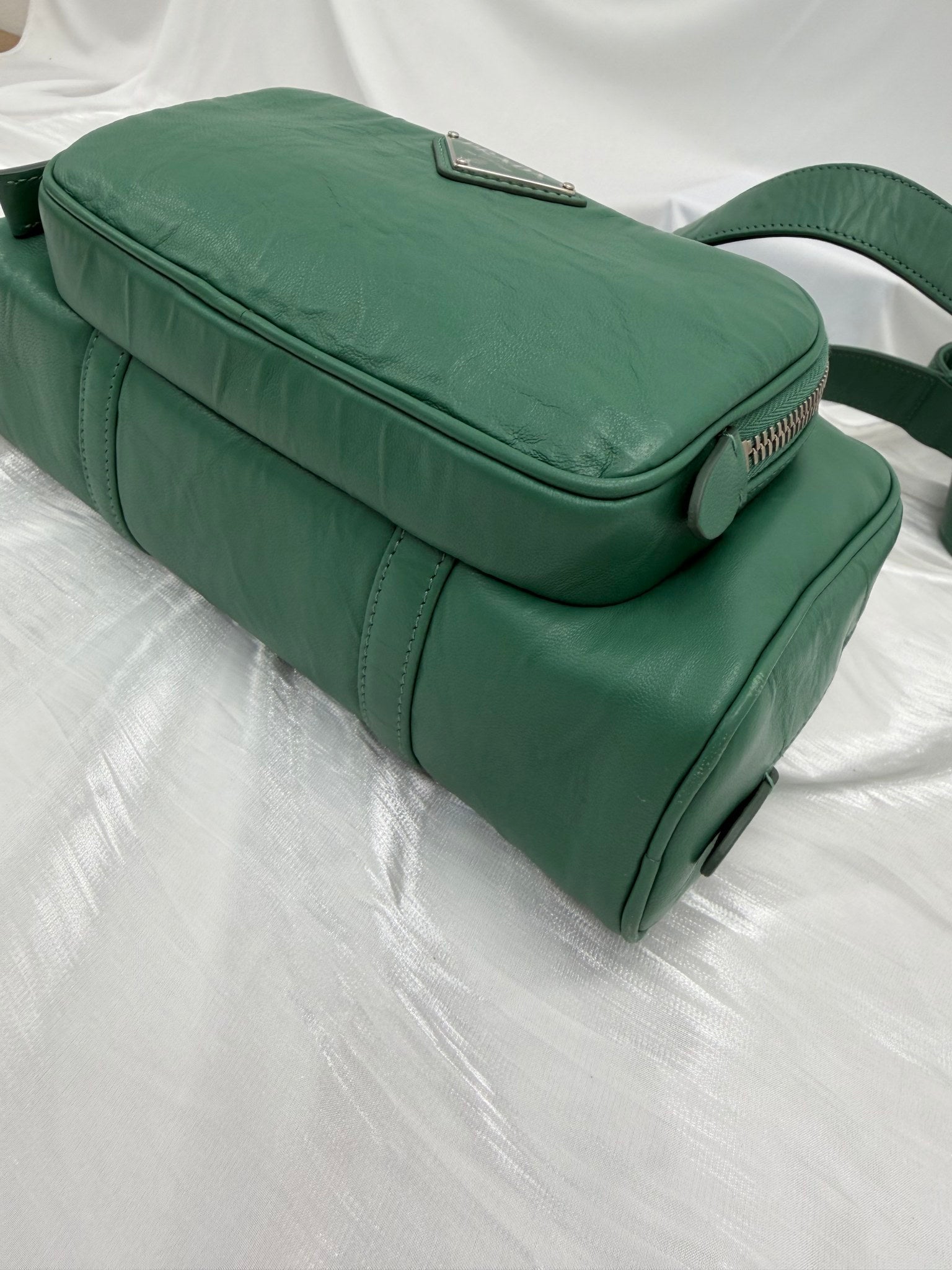 Prada Sage Green Wrinkled Leather MultiPocket 2way Bag