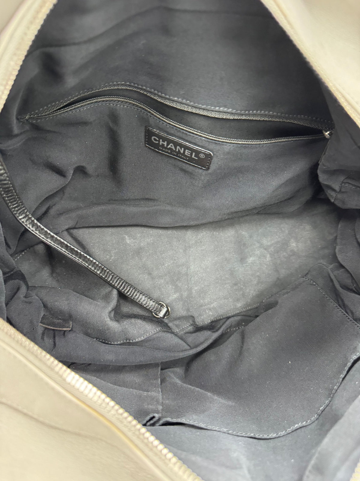 Chanel Gey Quilted Iridescent Calfskin Leather Chic Quilt Large Bowling Bag