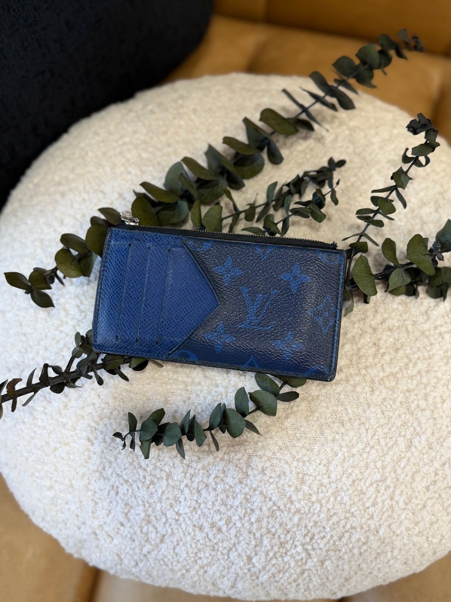 Louis Vuitton Cobalt Monogram & Blue Taiga Leather Coin Card Holder