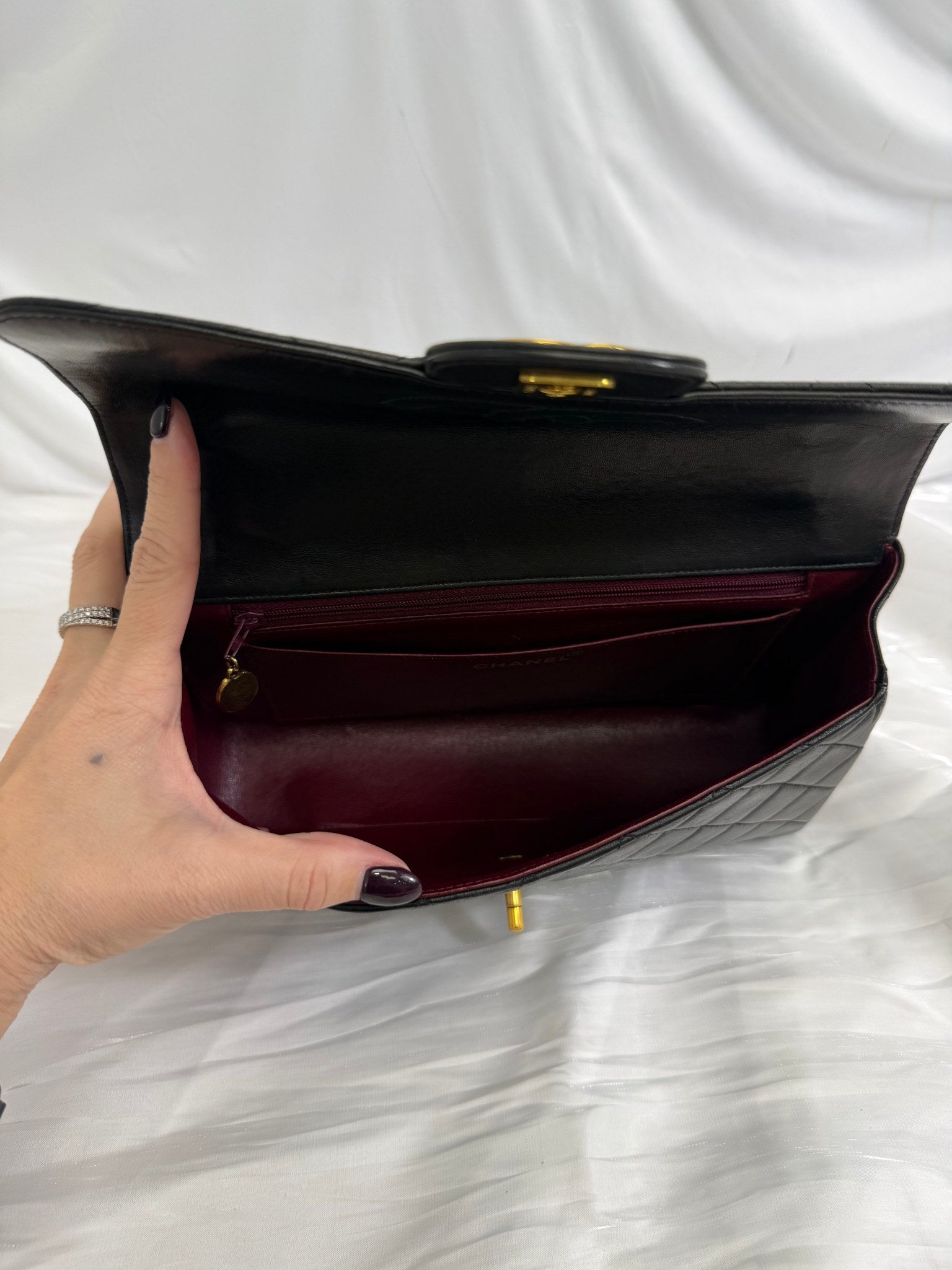 Chanel Black Lambskin Small Top Handle Bag