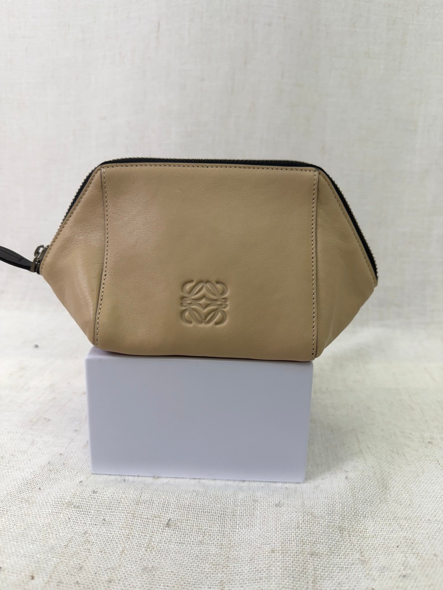 Loewe Beige Leather Anagram Pouch