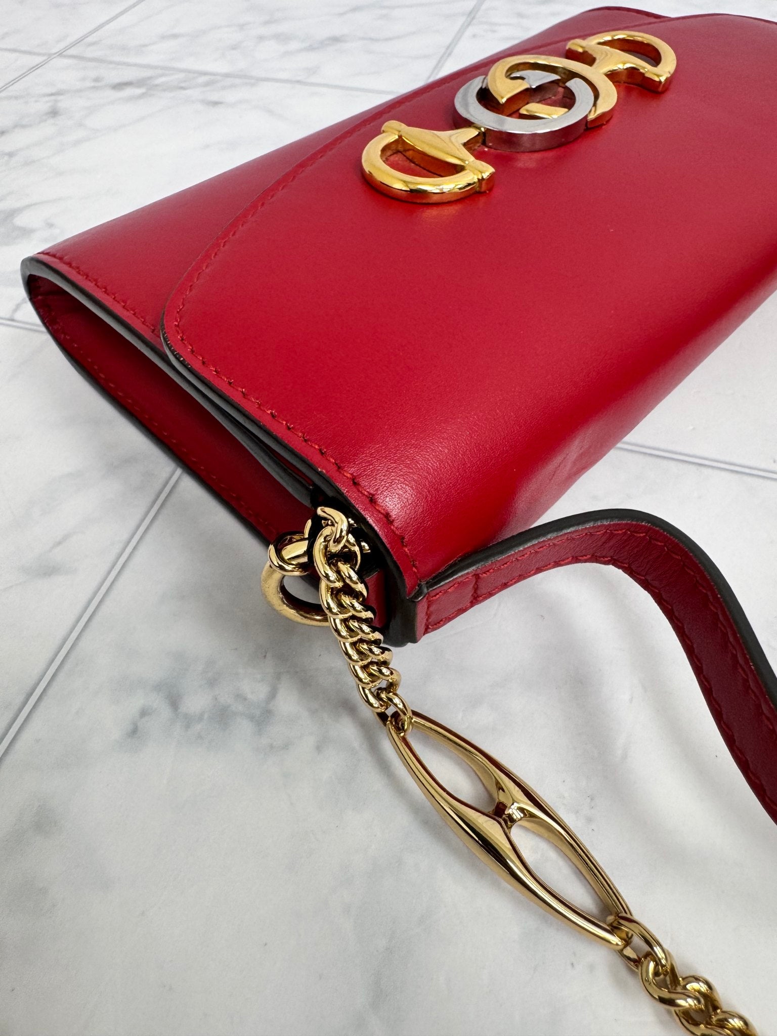 Gucci Red Leather Interlocking G Zumi 2Way Bag