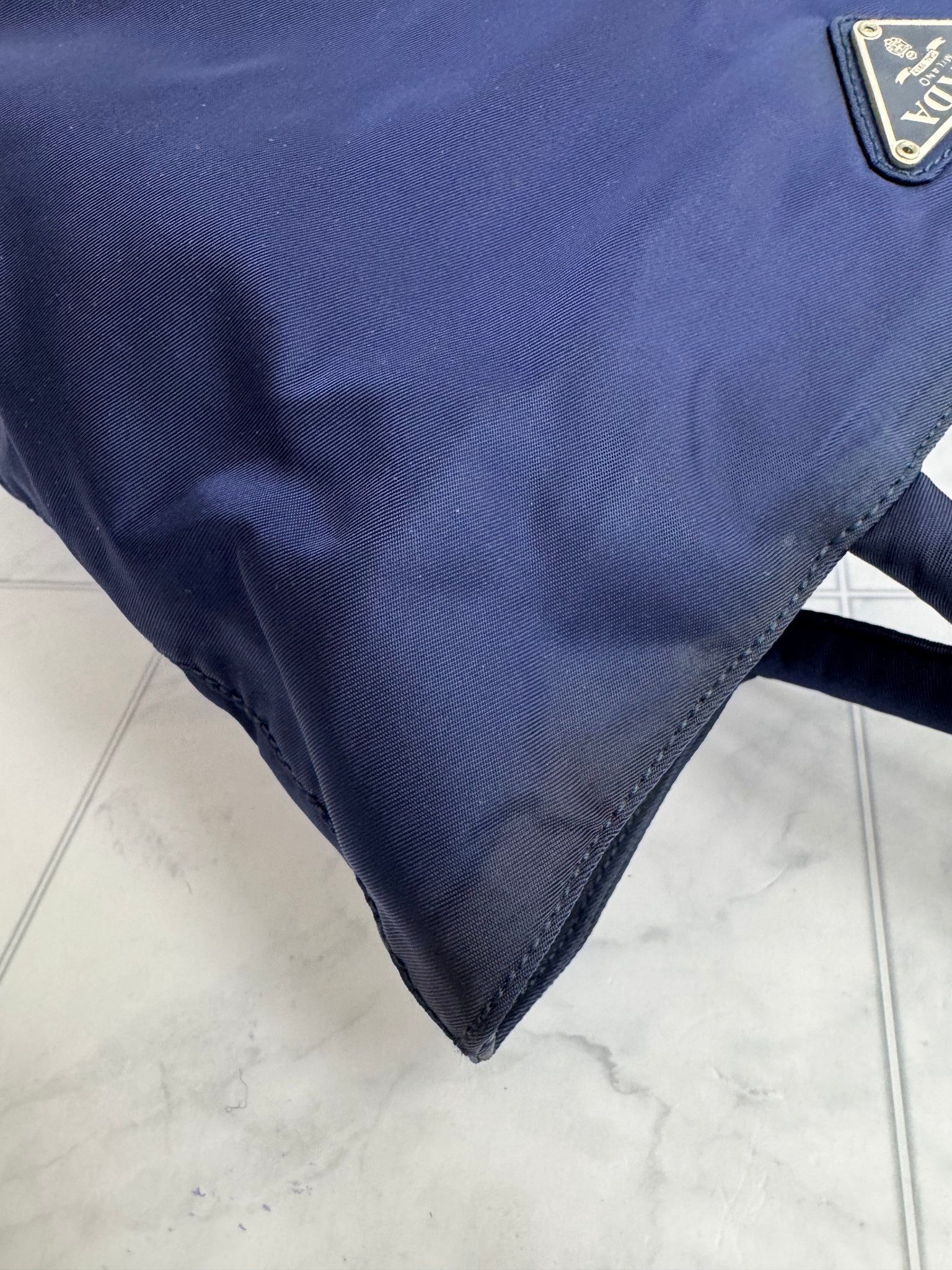 Prada Navy Nylon Small Tote Bag