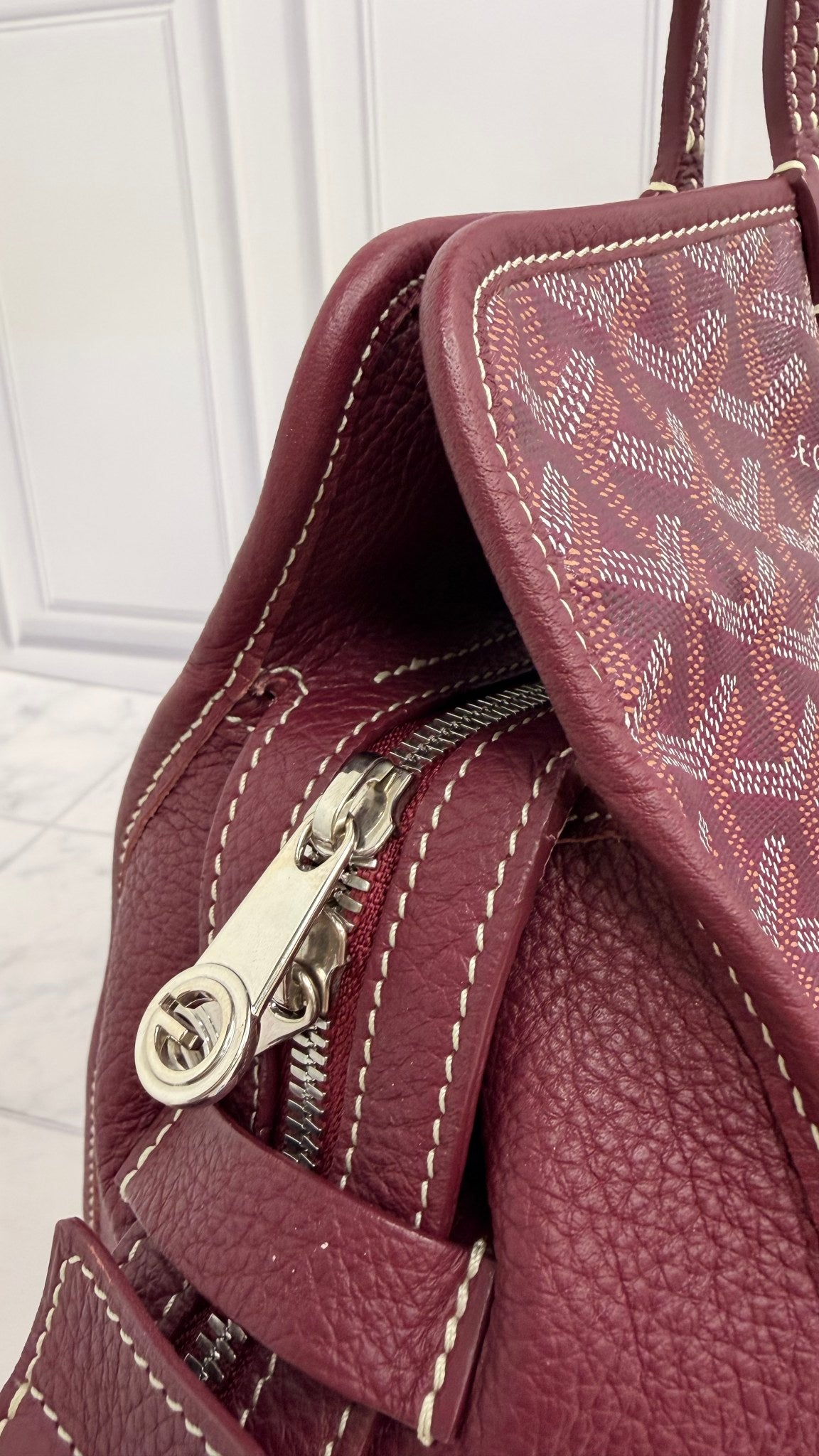 Goyard Burgundy Goyardine Canvas Sac Hardy PM Pet Carrier 