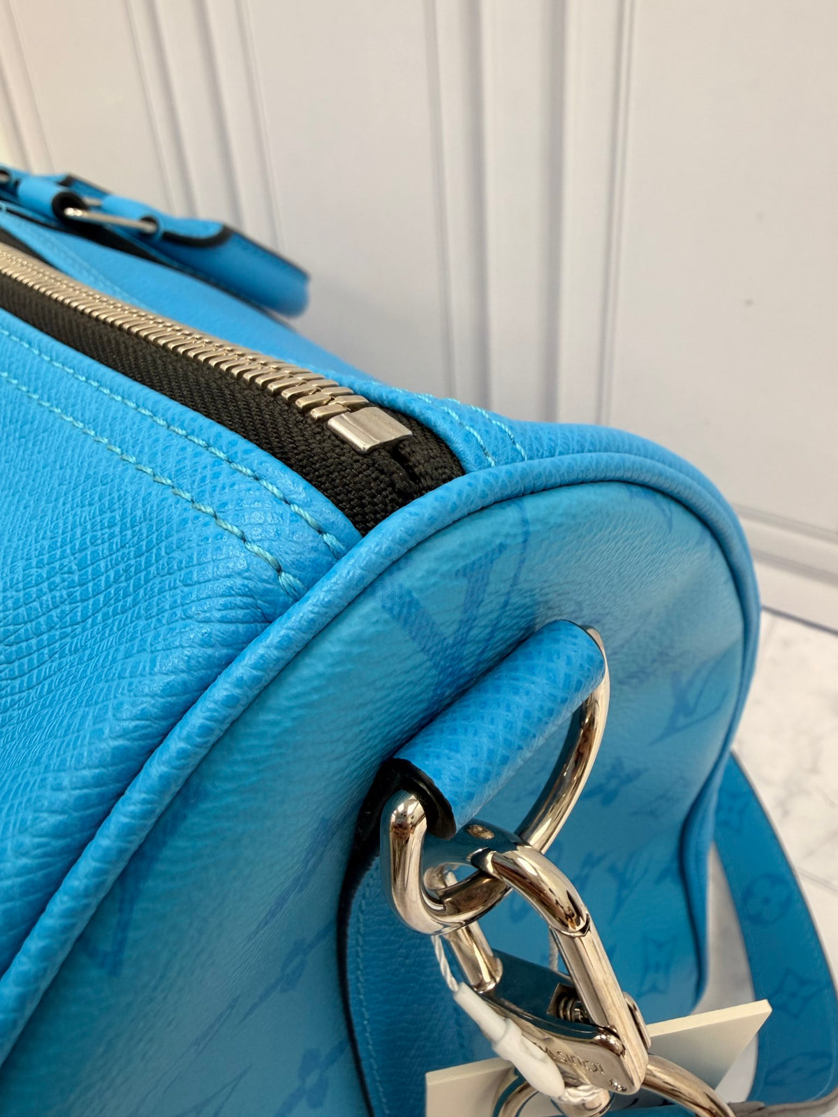 Louis Vuitton Blue Leather Keepall Bandouliere 50 Duffle Bag