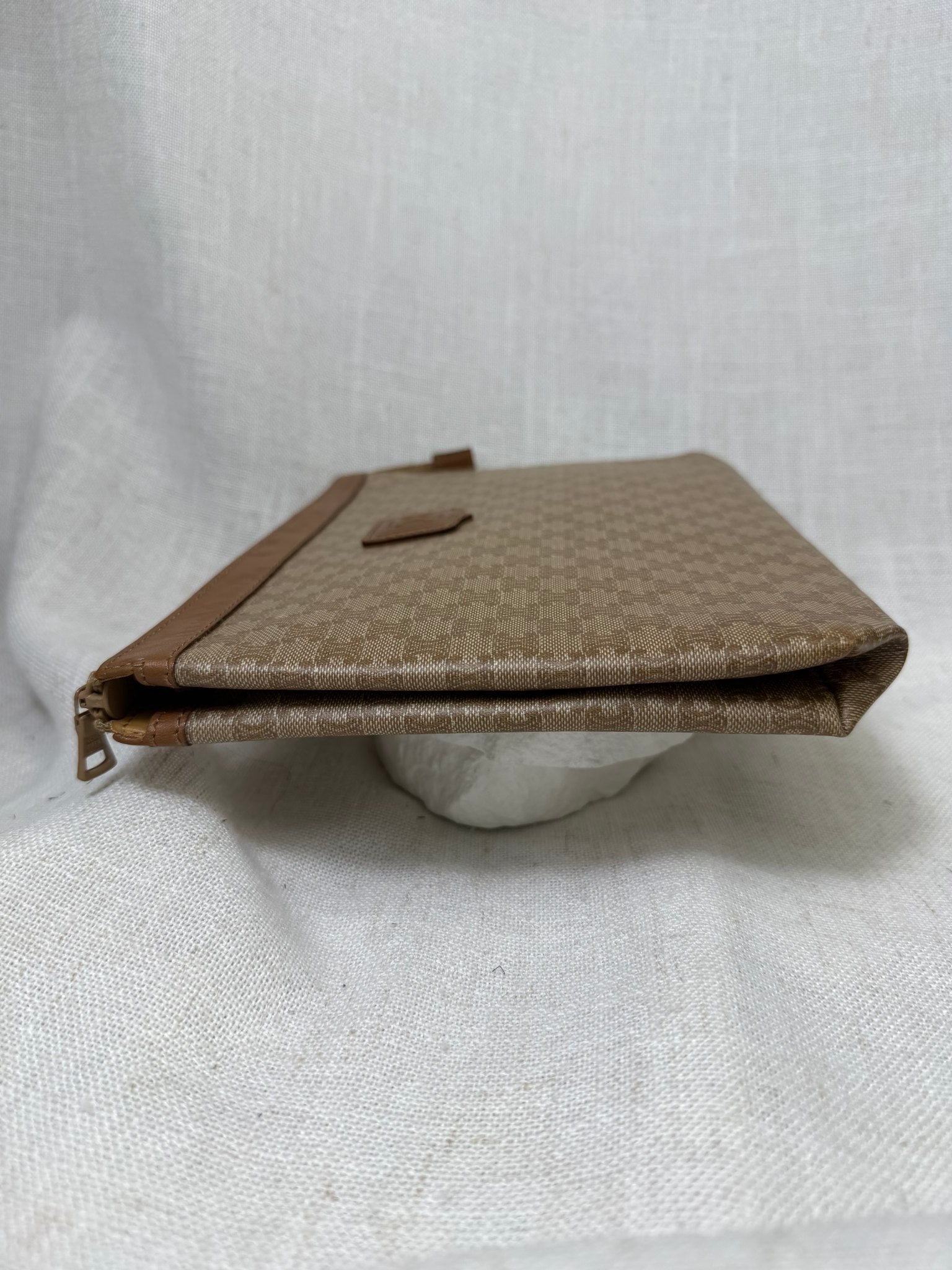 Celine Beige Coated Canvas Macadam Clutch Bag