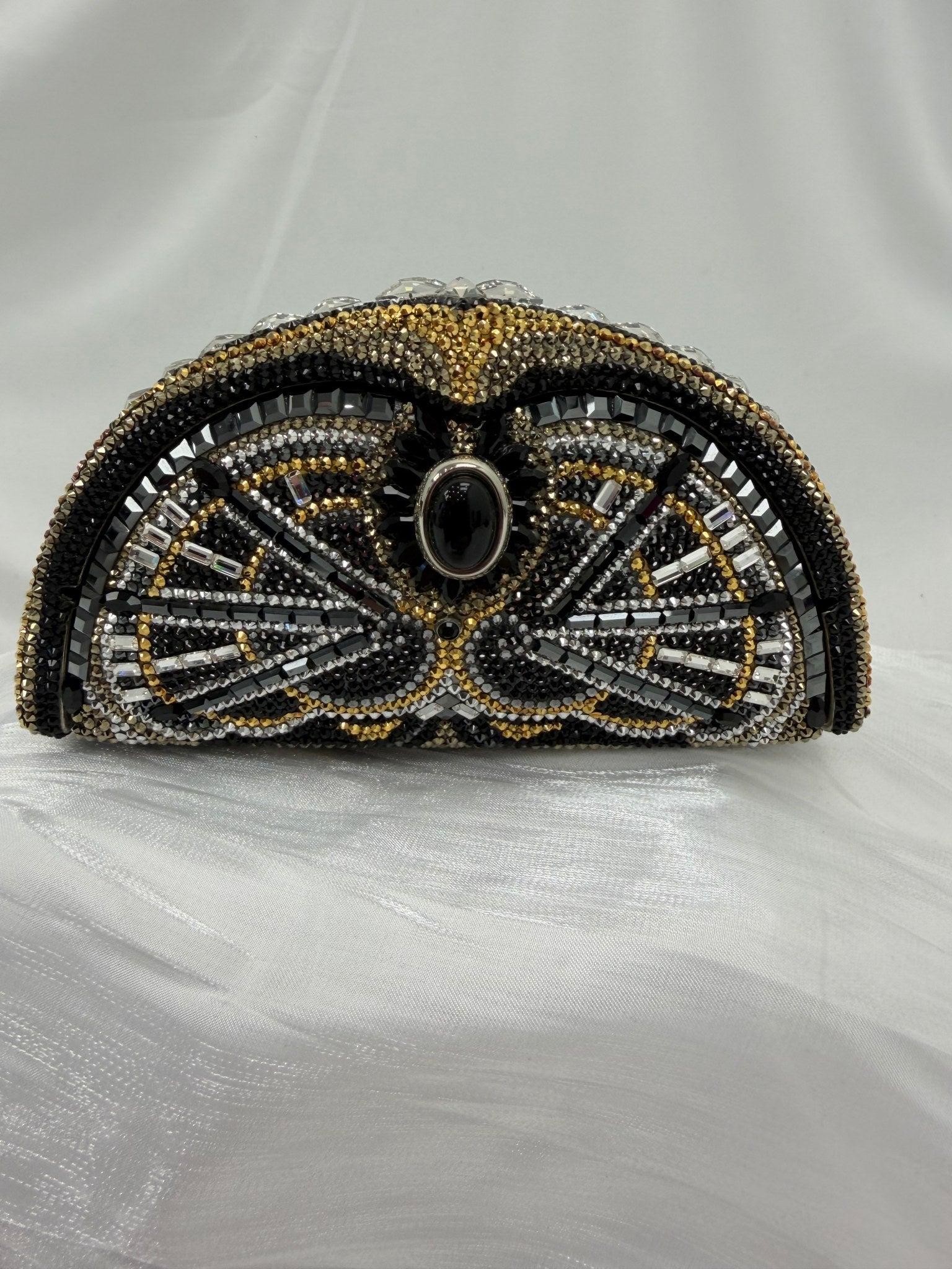 Judith Leiber Collector’s Edition Swarovski Crystal Mask Minaudiere Clutch with Chain