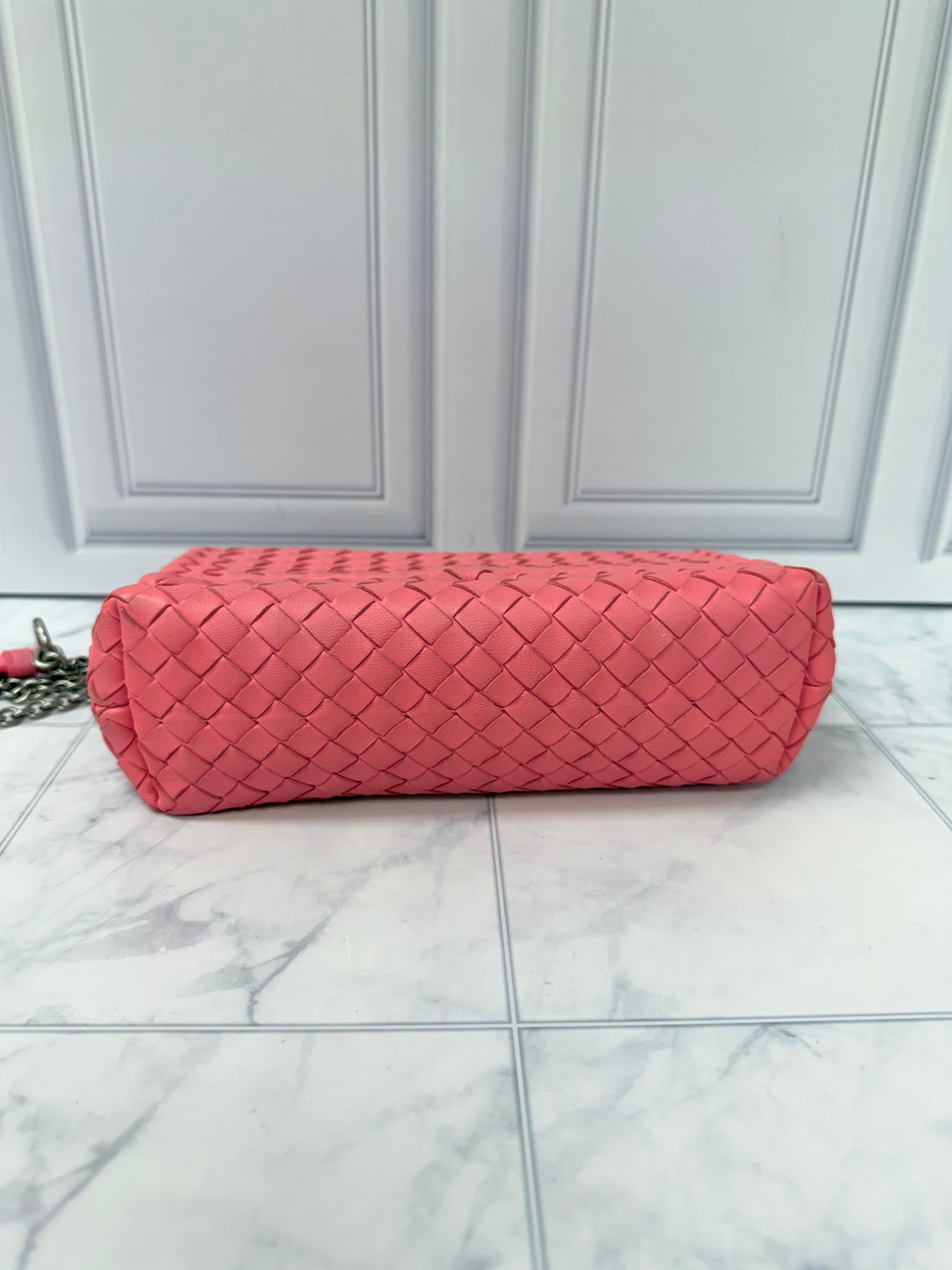 Bottega Veneta Pink Intrecciato Leather Olimpia Bag