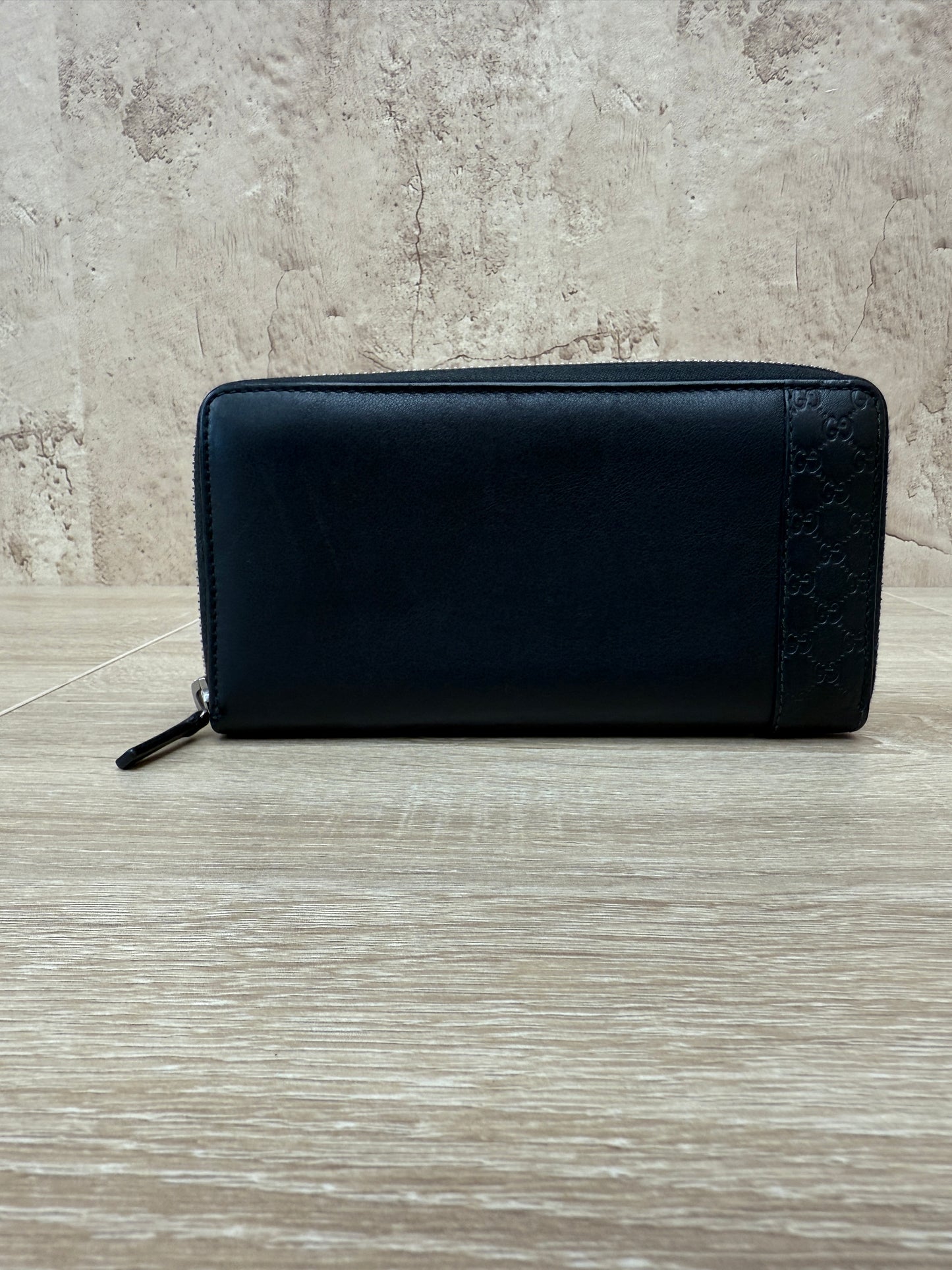 Gucci Black Microguccissima Leather Long Wallet
