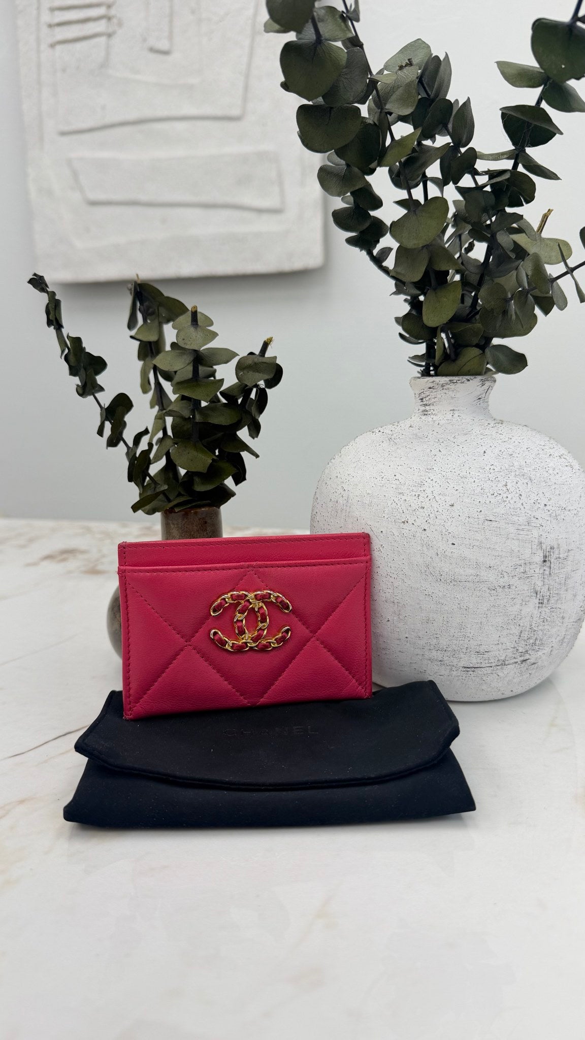 Chanel Hot Pink Lambskin Leather Card Holder 