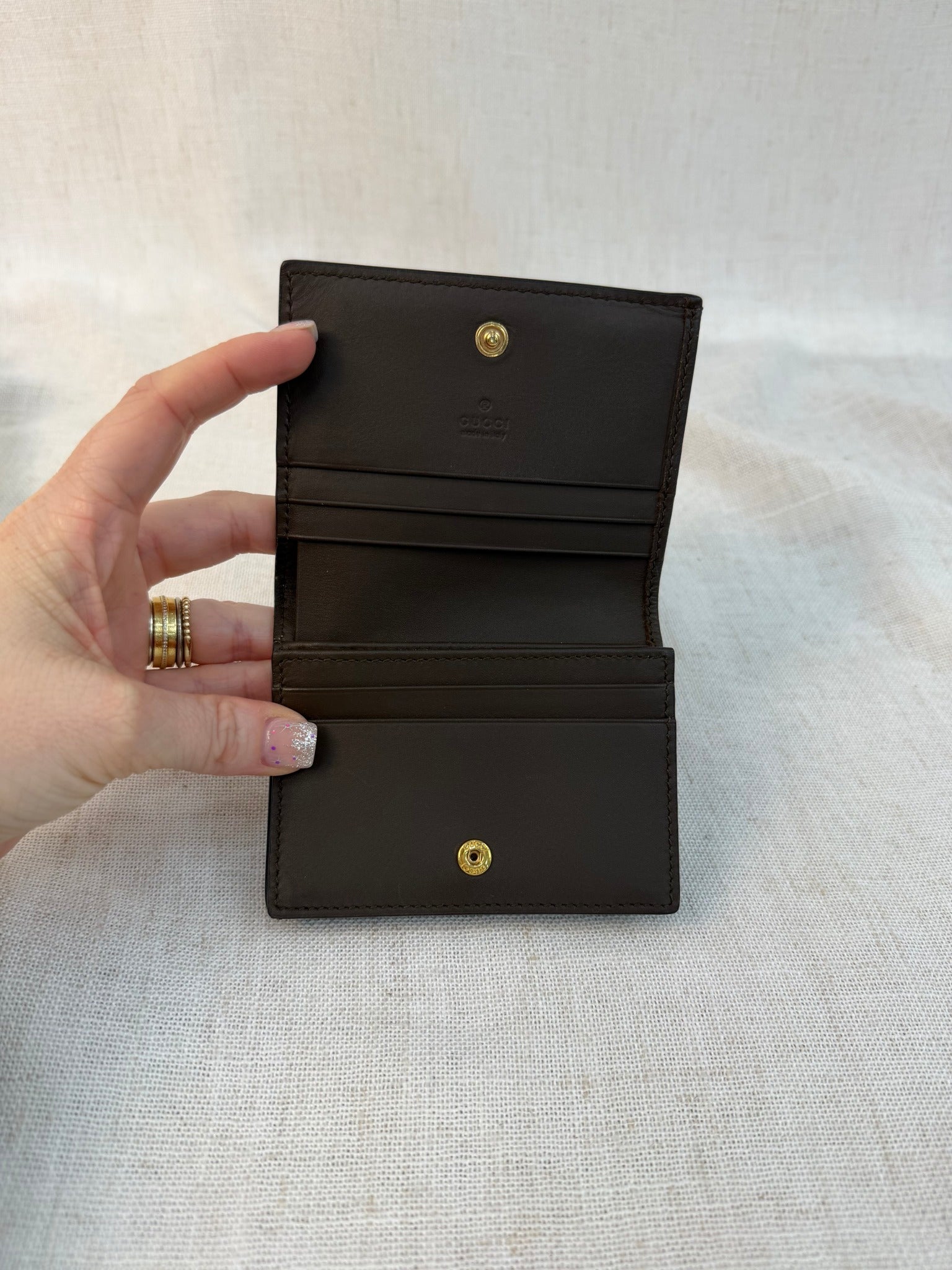 Gucci Brown Coated Canvas GG Supreme Compact Wallet