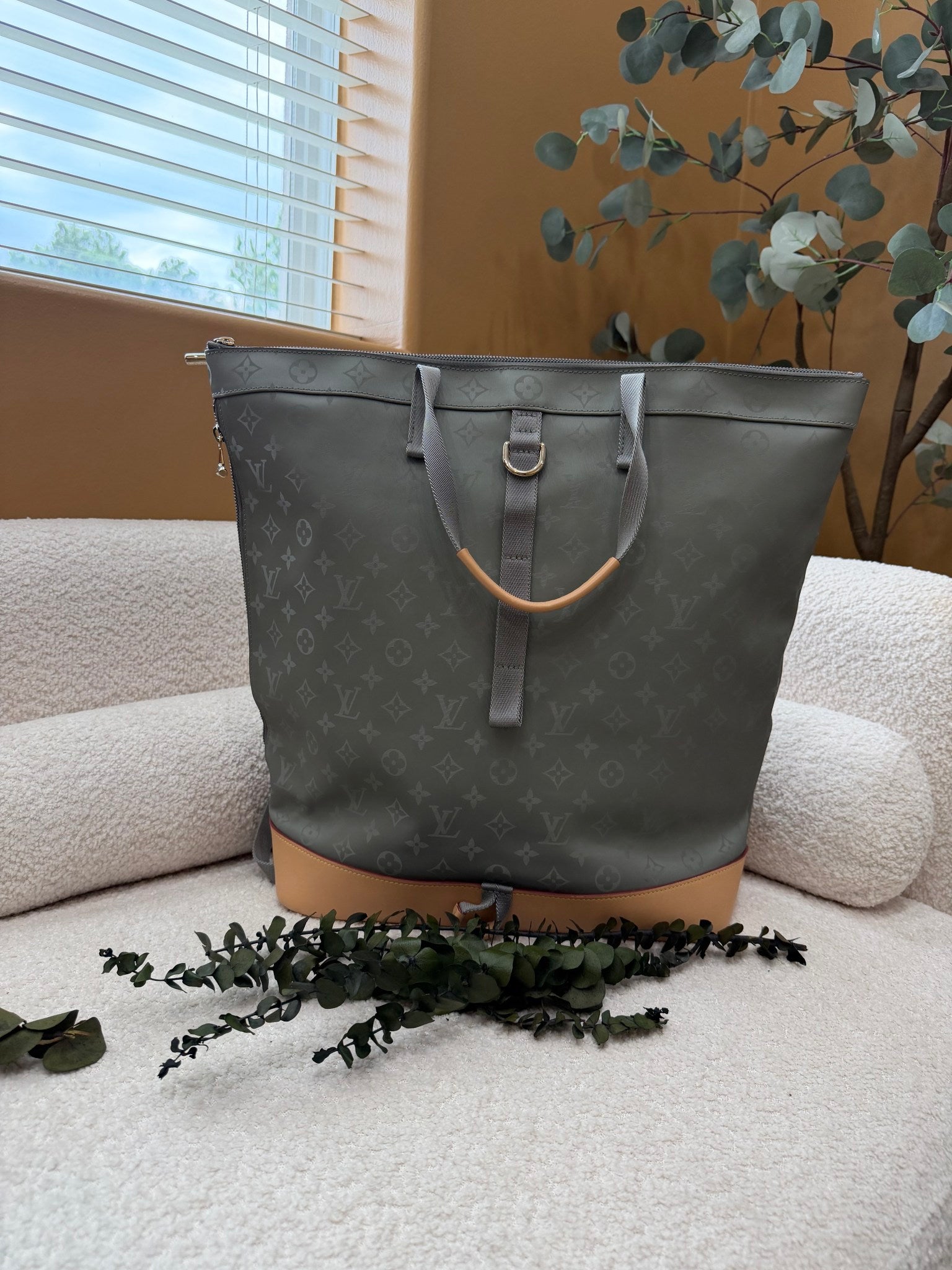 Louis Vuitton Titanium Monogram Zipped Tote Backpack