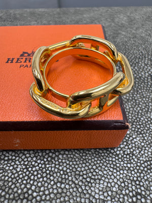 LIKE NEW - Hermes Gold Tone Regate Scarf Ring