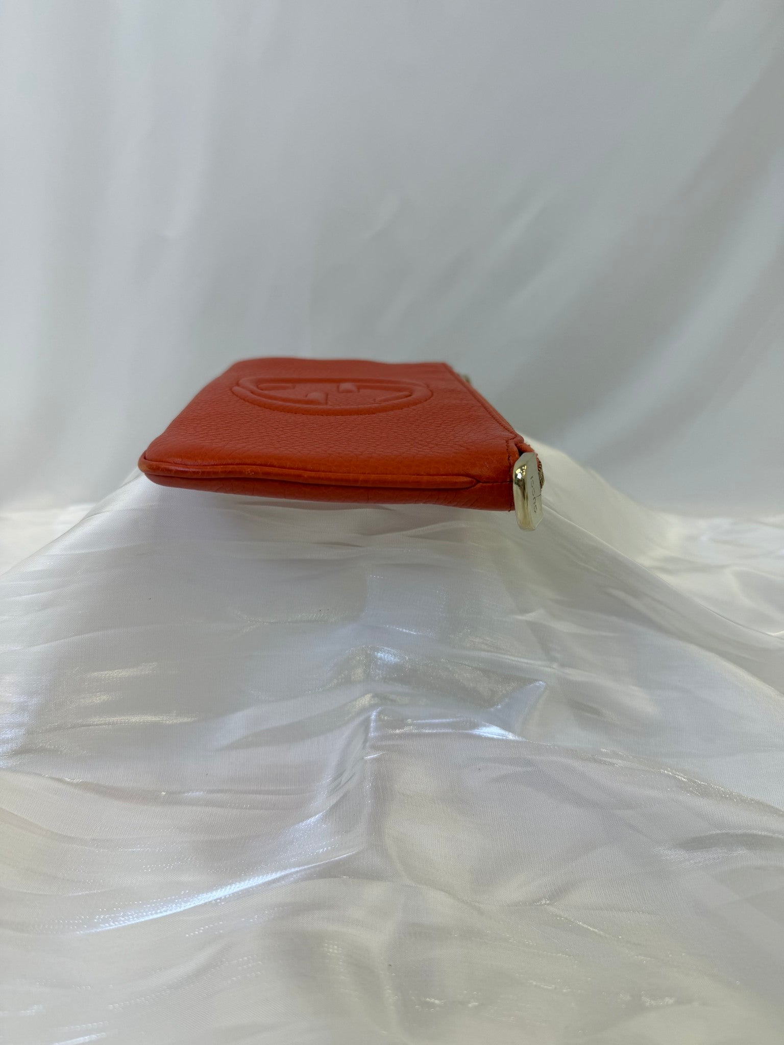 Gucci Orange Leather Soho Disco Wrist Pouch