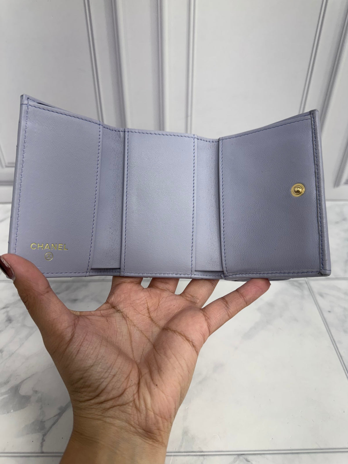 Chanel Purple Quilted Lambskin Small Chanel 19 Flap Wallet