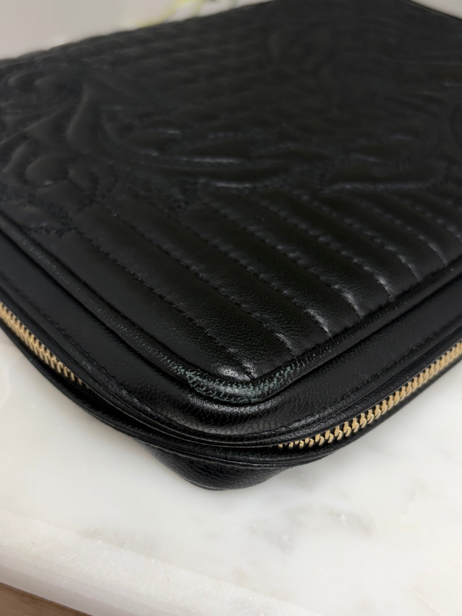 Versace Black Quilted Leather Portfolio