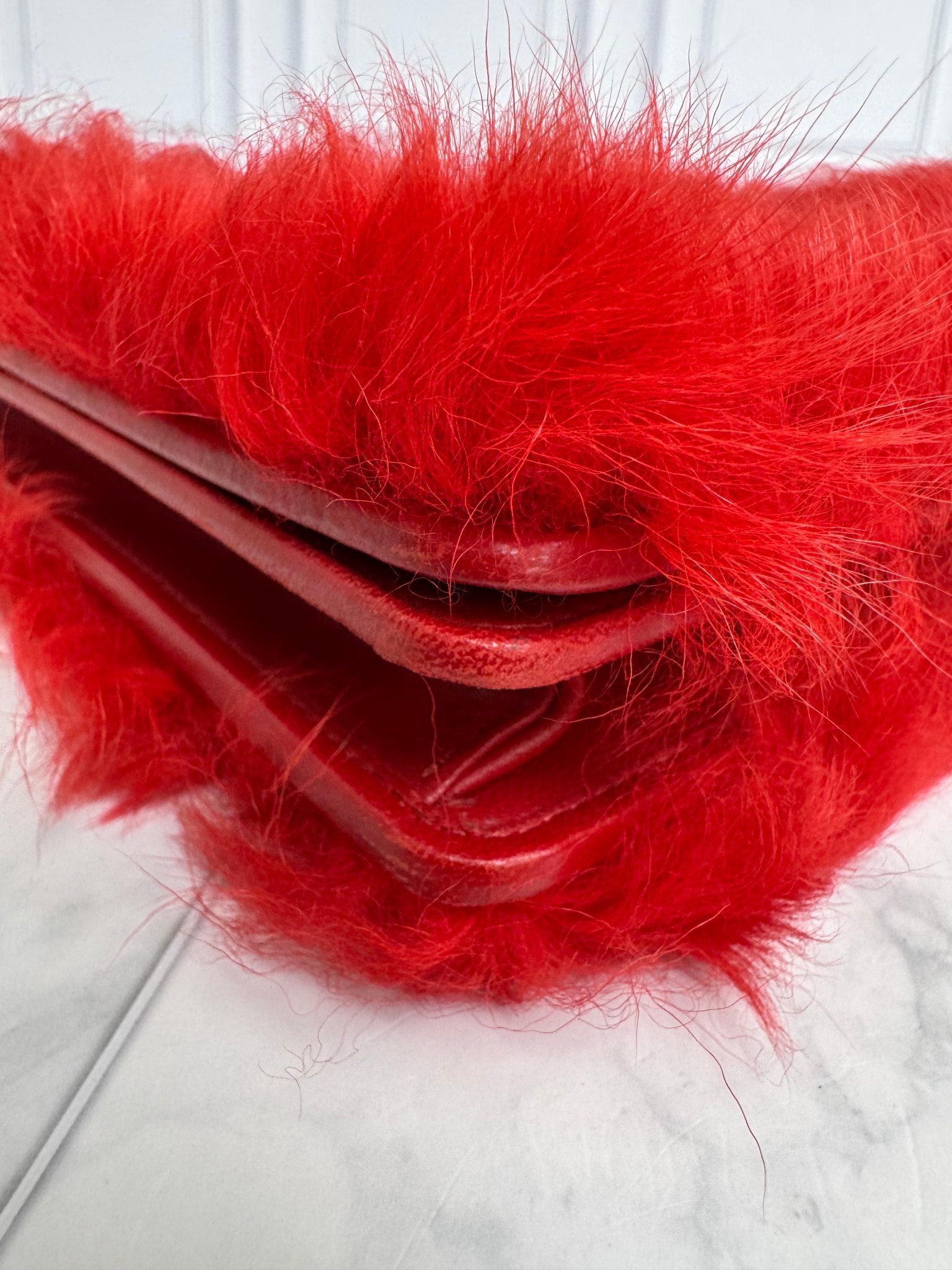 Miu Miu Red Pearl And Fur Crossbody Bag