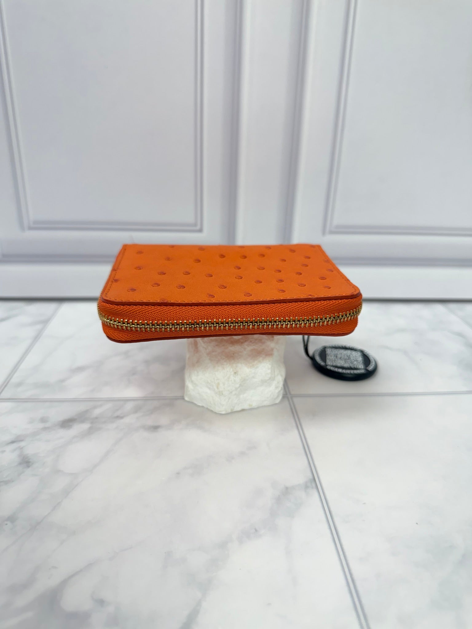 Louis Vuitton Ostrich Leather Compact Zippy Wallet