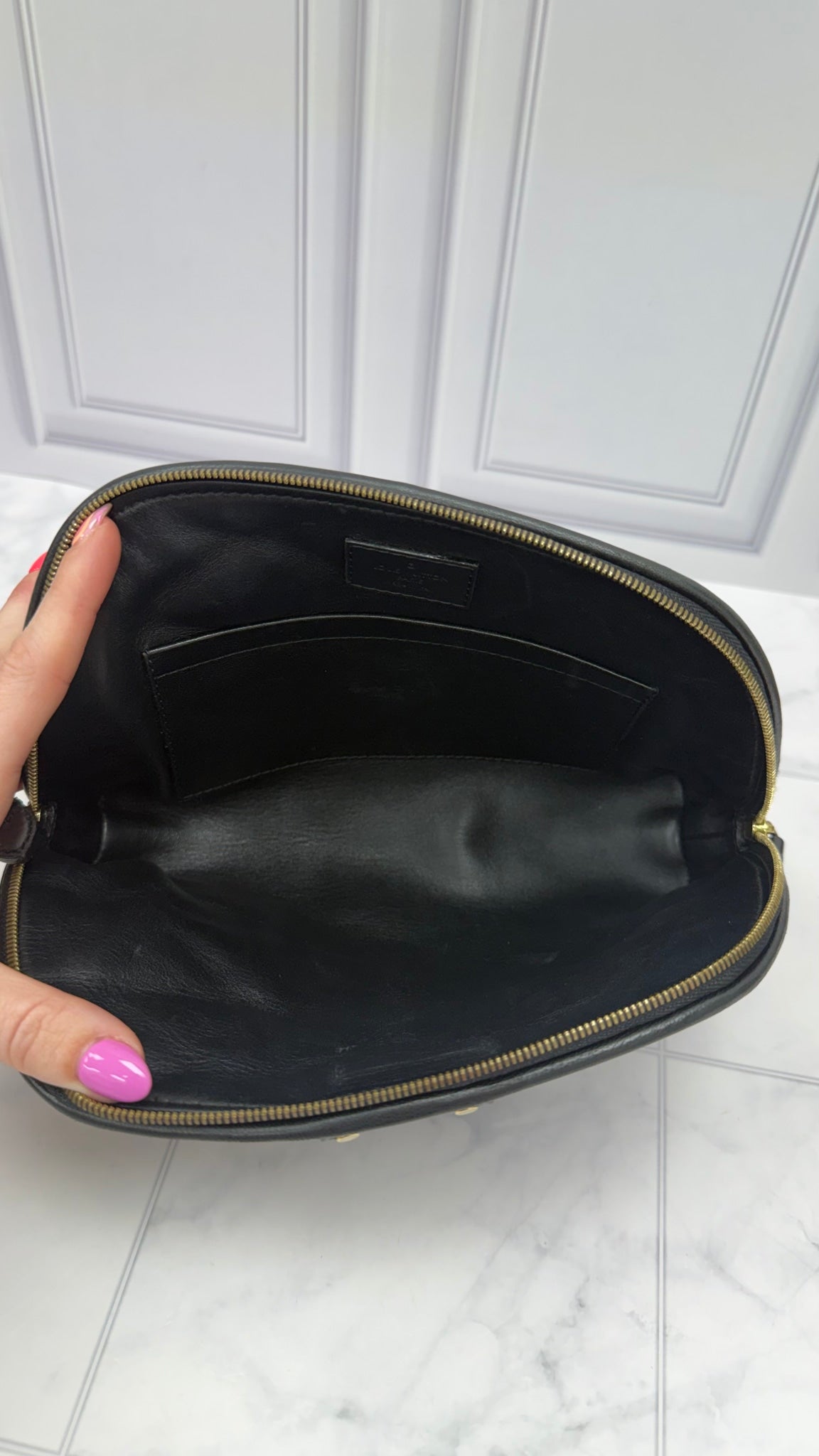Louis Vuitton Black & White Leather Malletage Cosmetic Pouch