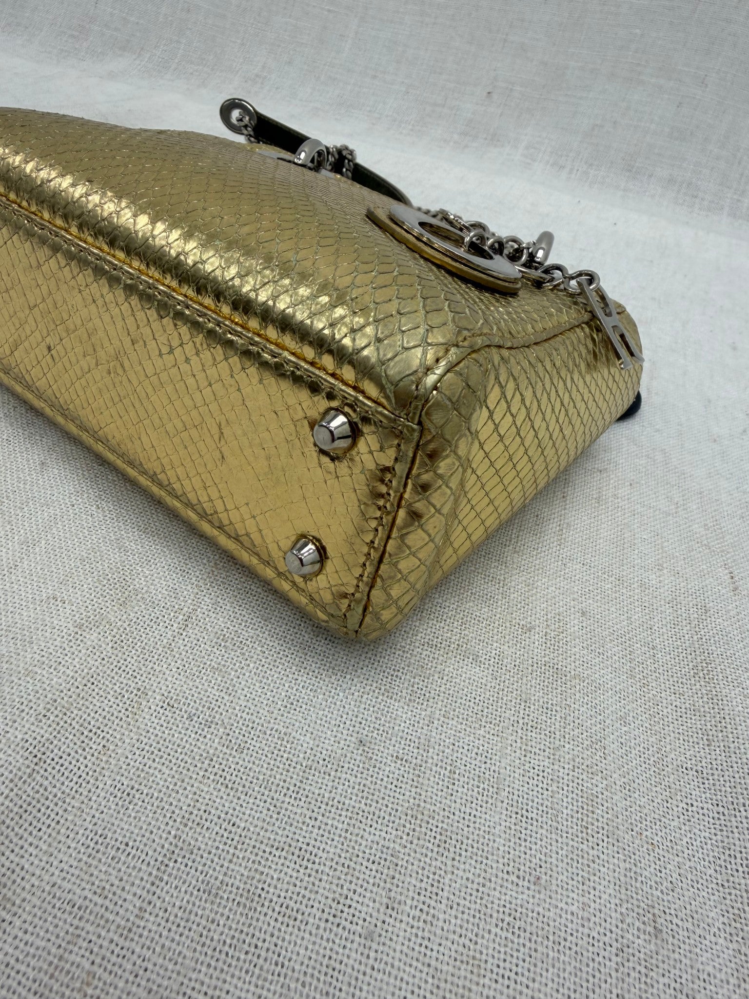 Christian Dior Gold ExtoicSnakeskin Mini Lady Dior