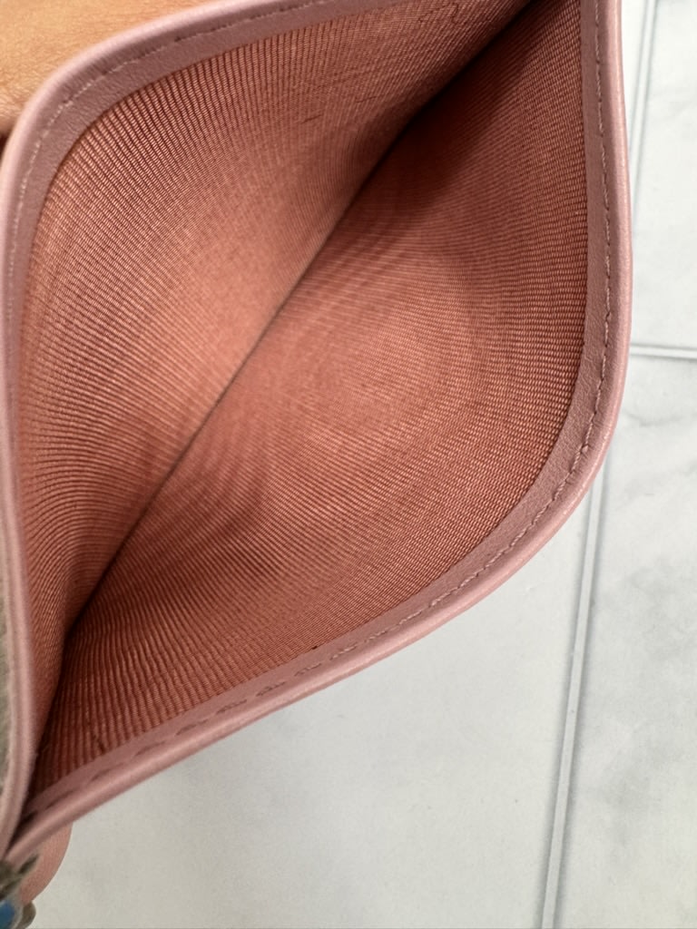 Prada Grey And Pink Grained Leather Card Holder