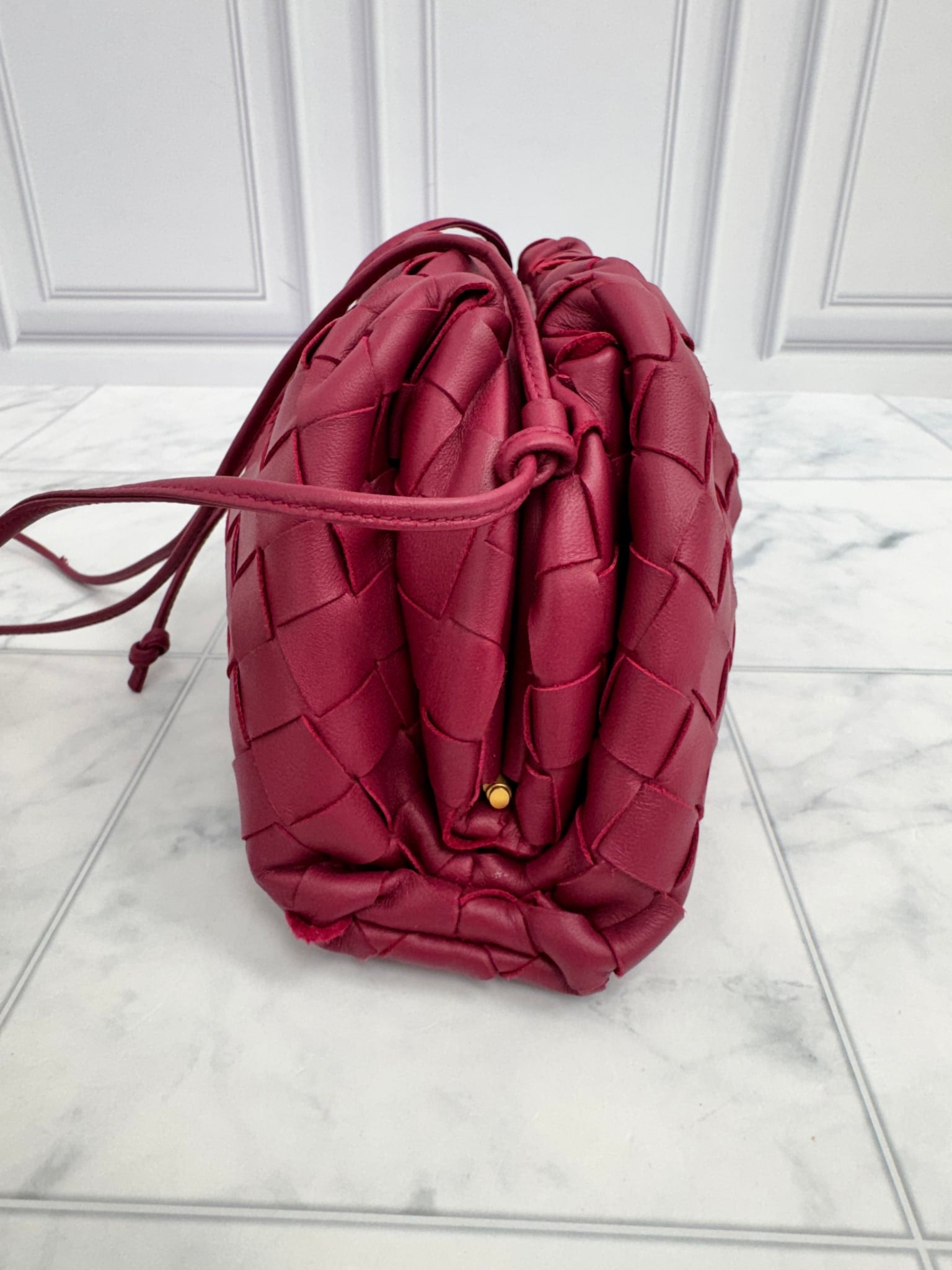 Bottega Veneta Burgundy Intrecciato Leather Mini Leather Crossbody Bag